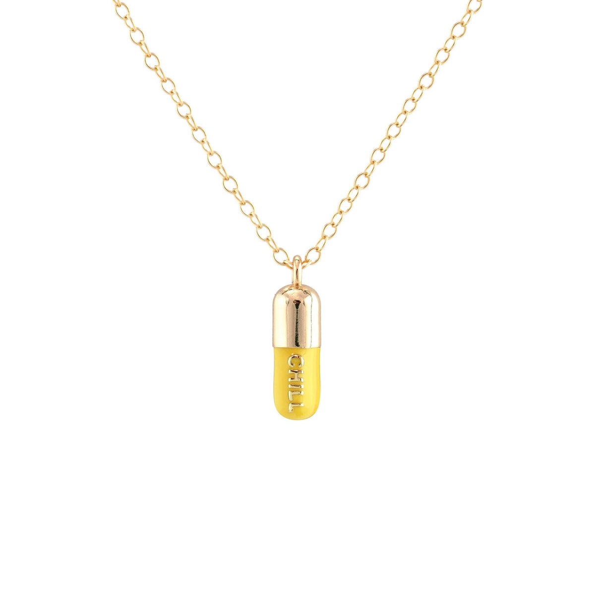 Chill Pill Enamel Necklace 18K Gold Vermeil | Sterling Silver Charm | Gold Filled | Sterling Silver Chain Multiple Colors 16-18 Inches Nickel Free Ships from CA