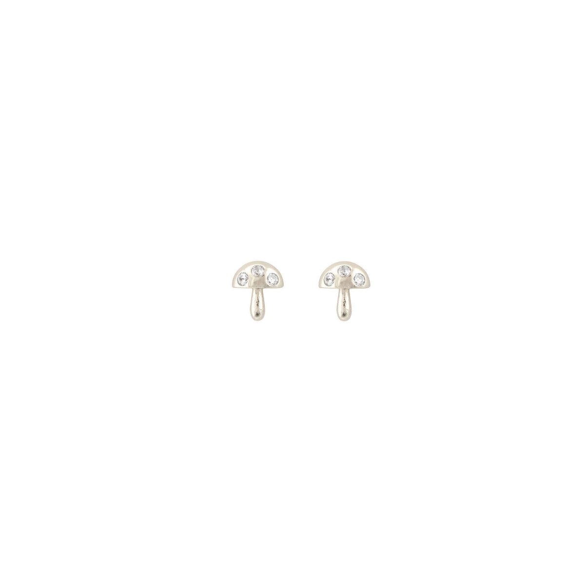 Tiny Mushroom Crystal Stud Earrings 18K Gold Vermeil | Sterling Silver CZ Crystals Nickel Free Hypoallergenic Ships from CA