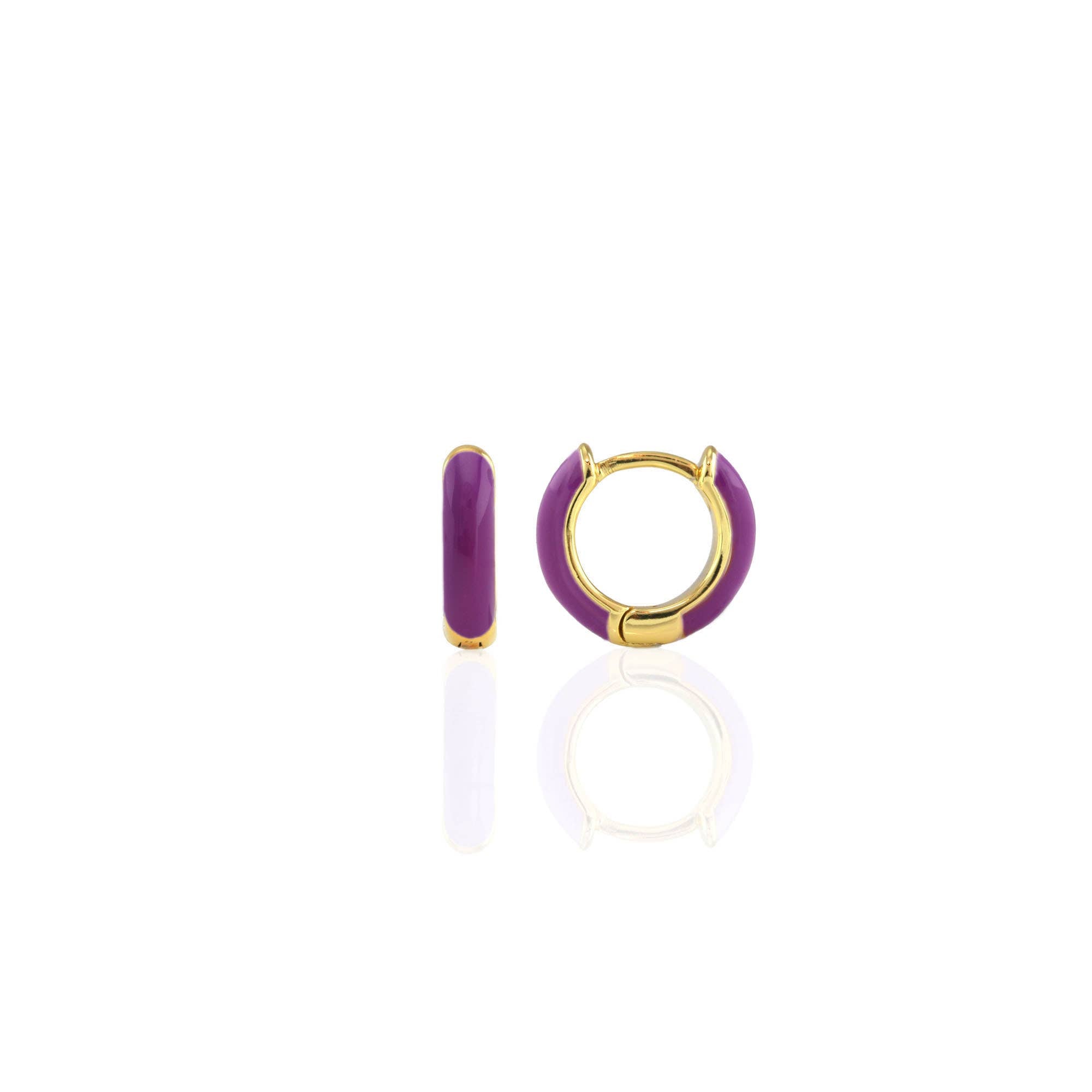 Enamel Huggie Hoop Earrings 18K Gold Vermeil | Sterling Silver 12mm Hoops Multiple Colors Hinge Closure Nickel Free Hypoallergenic Ships from CA