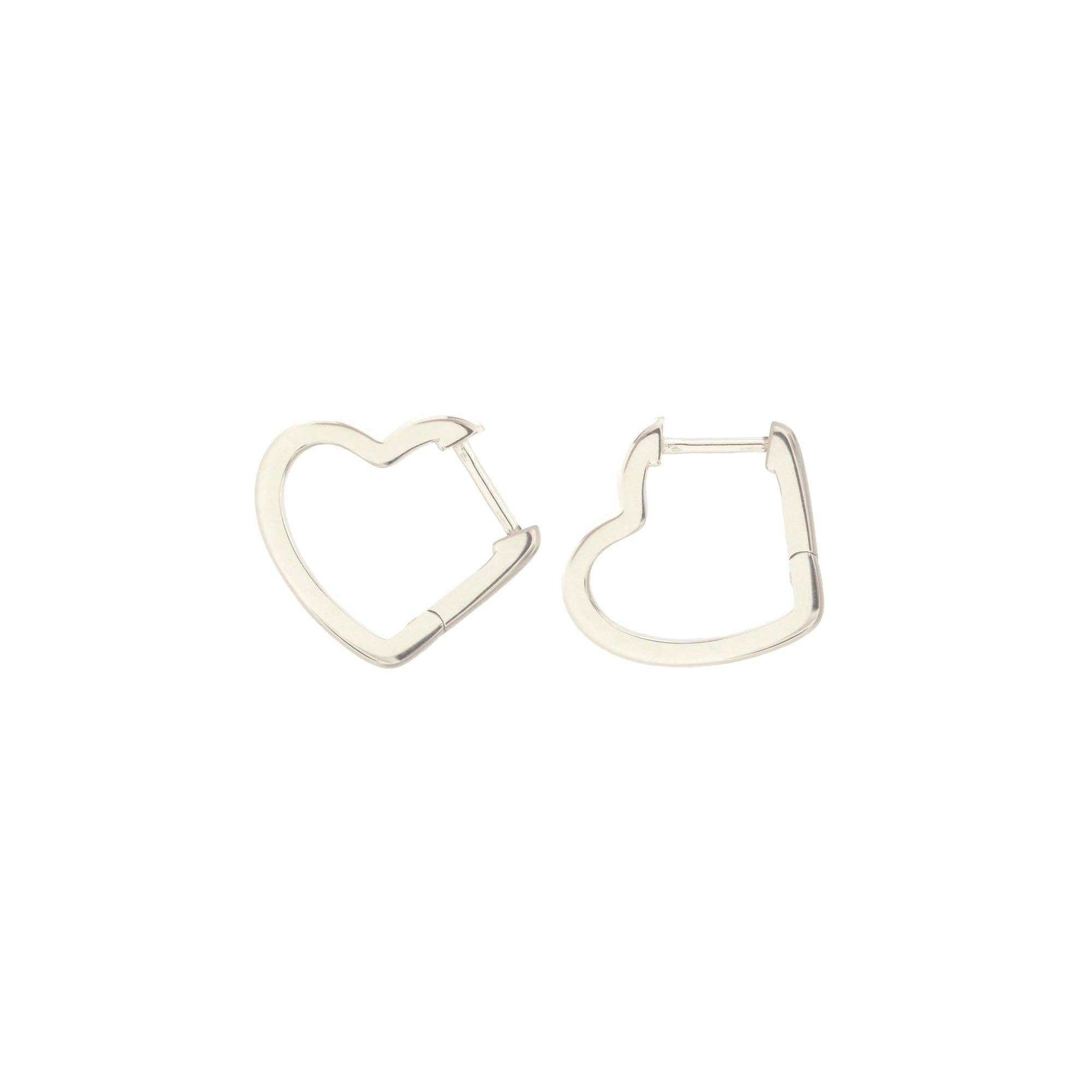 Open Heart Hinged Huggie Hoop Earrings