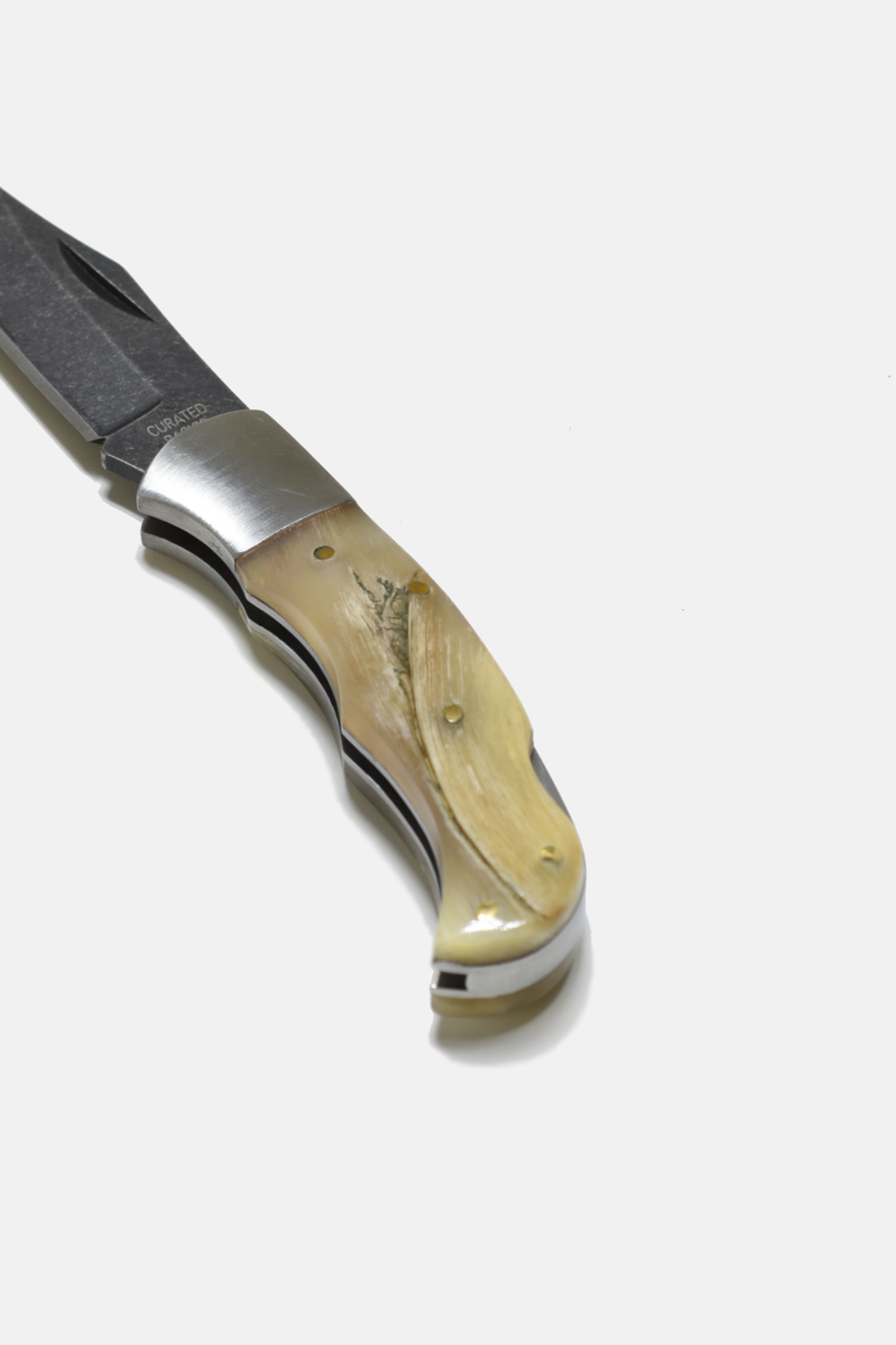 Large Rams Horn Inlay Folding Knife