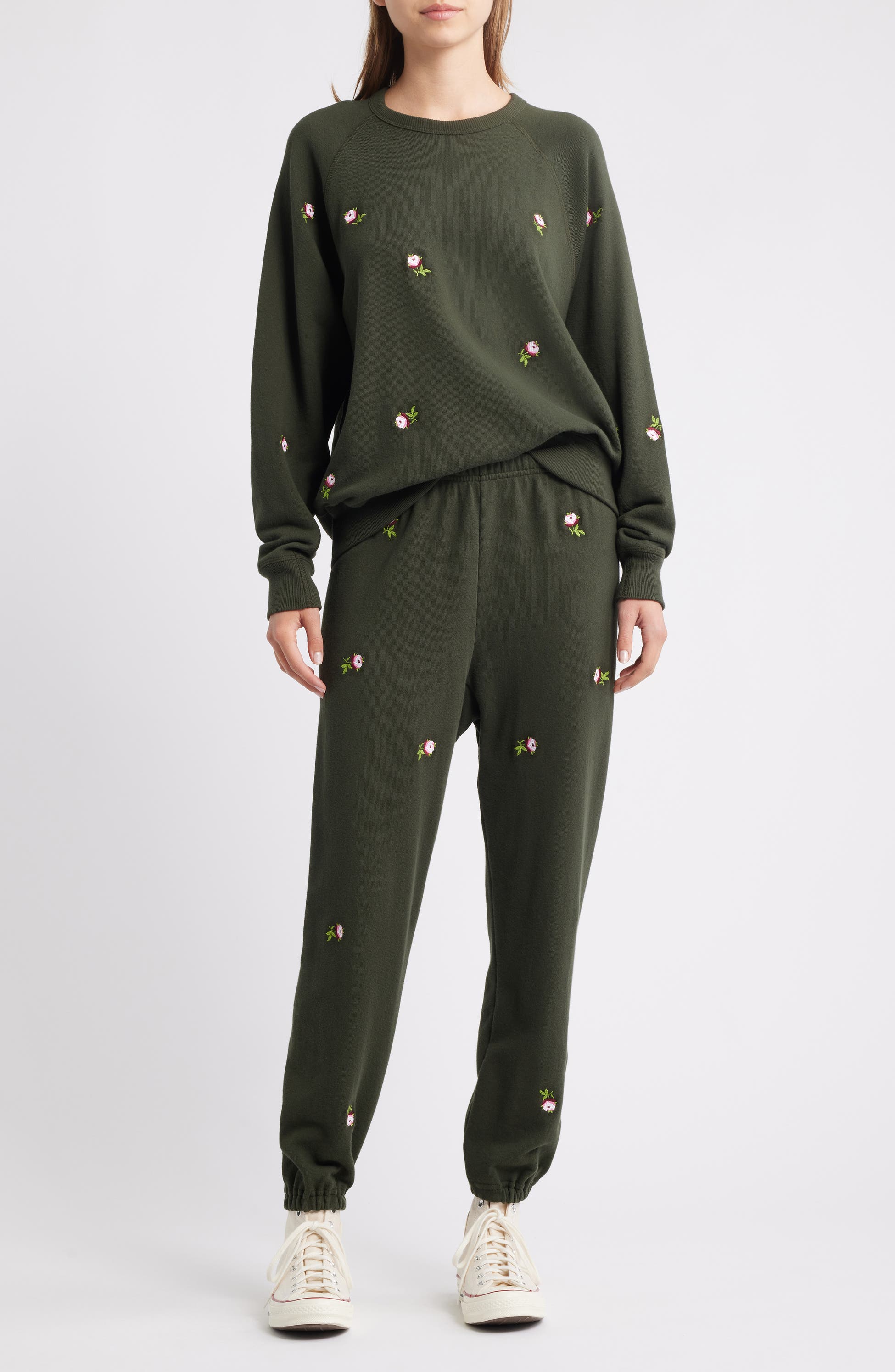 The Great - The College Sweatshirt w/ Embroidered Roses