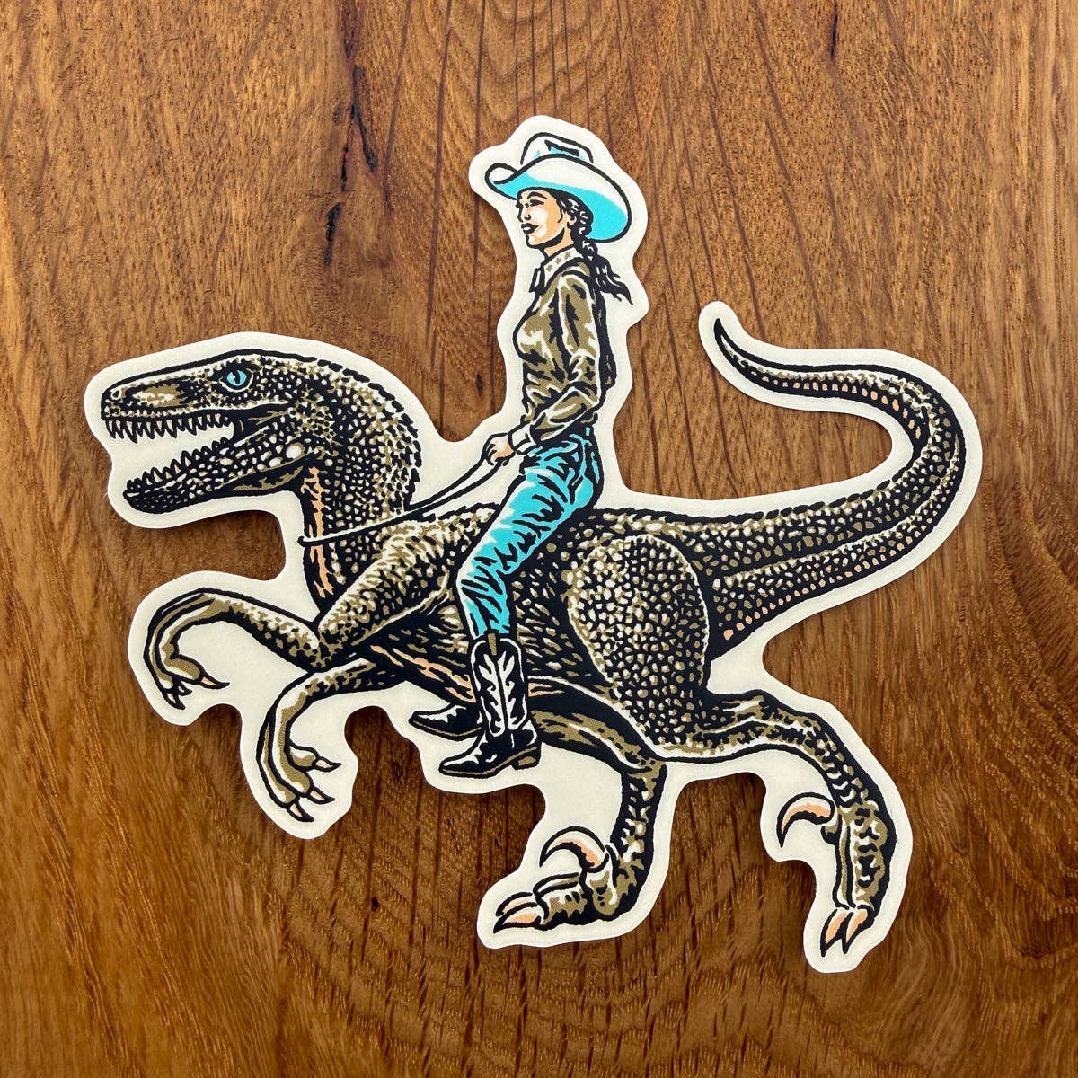 Raptor Cowgirl 4 Inch Matte Vinyl Sticker