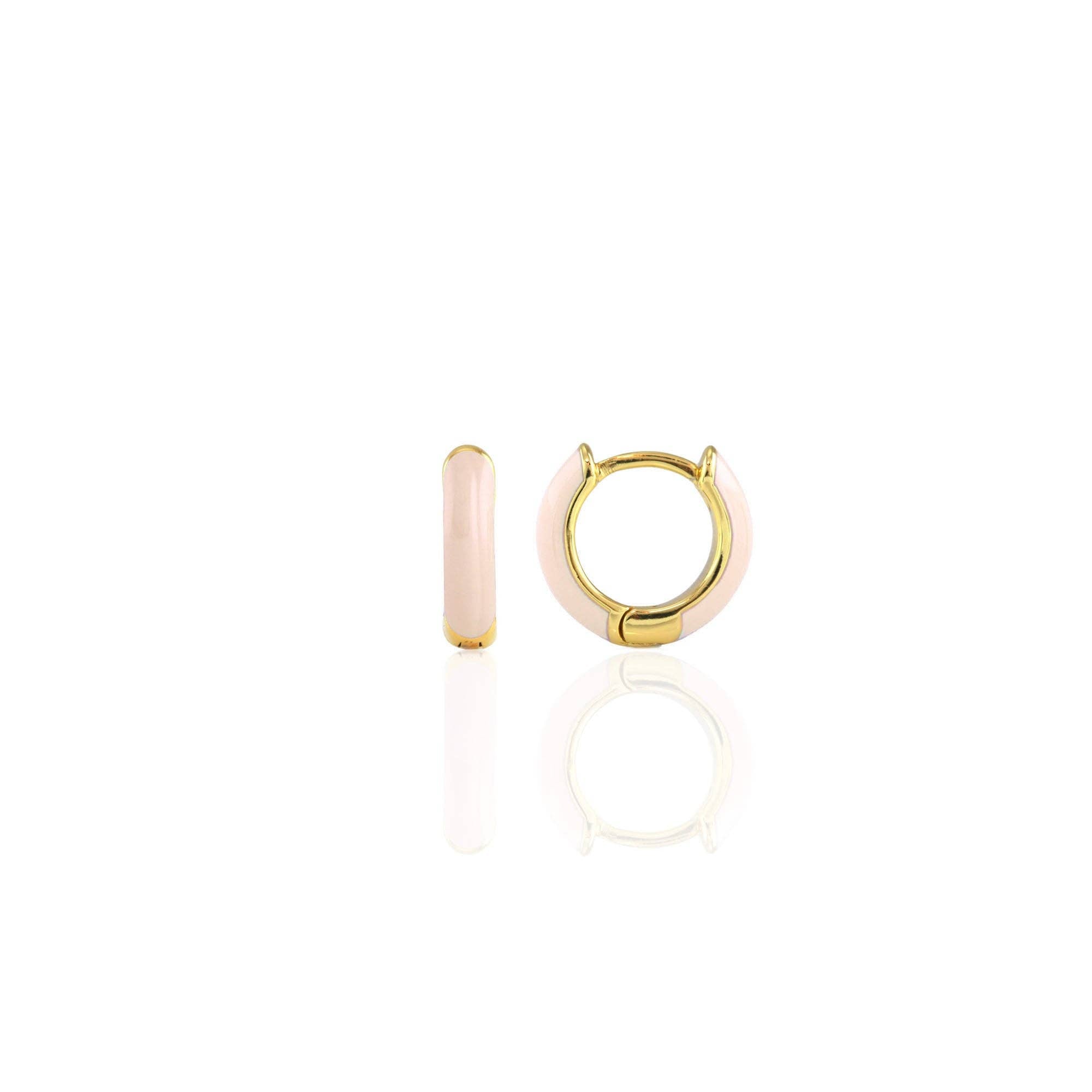 Enamel Huggie Hoop Earrings 18K Gold Vermeil | Sterling Silver 12mm Hoops Multiple Colors Hinge Closure Nickel Free Hypoallergenic Ships from CA