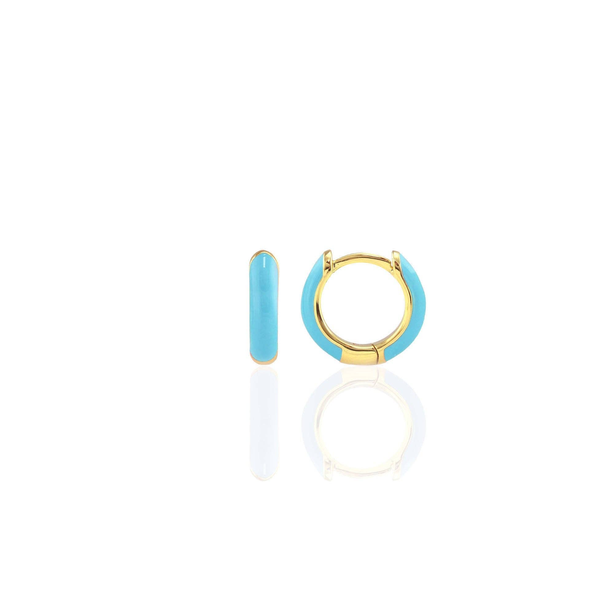 Enamel Huggie Hoop Earrings 18K Gold Vermeil | Sterling Silver 12mm Hoops Multiple Colors Hinge Closure Nickel Free Hypoallergenic Ships from CA