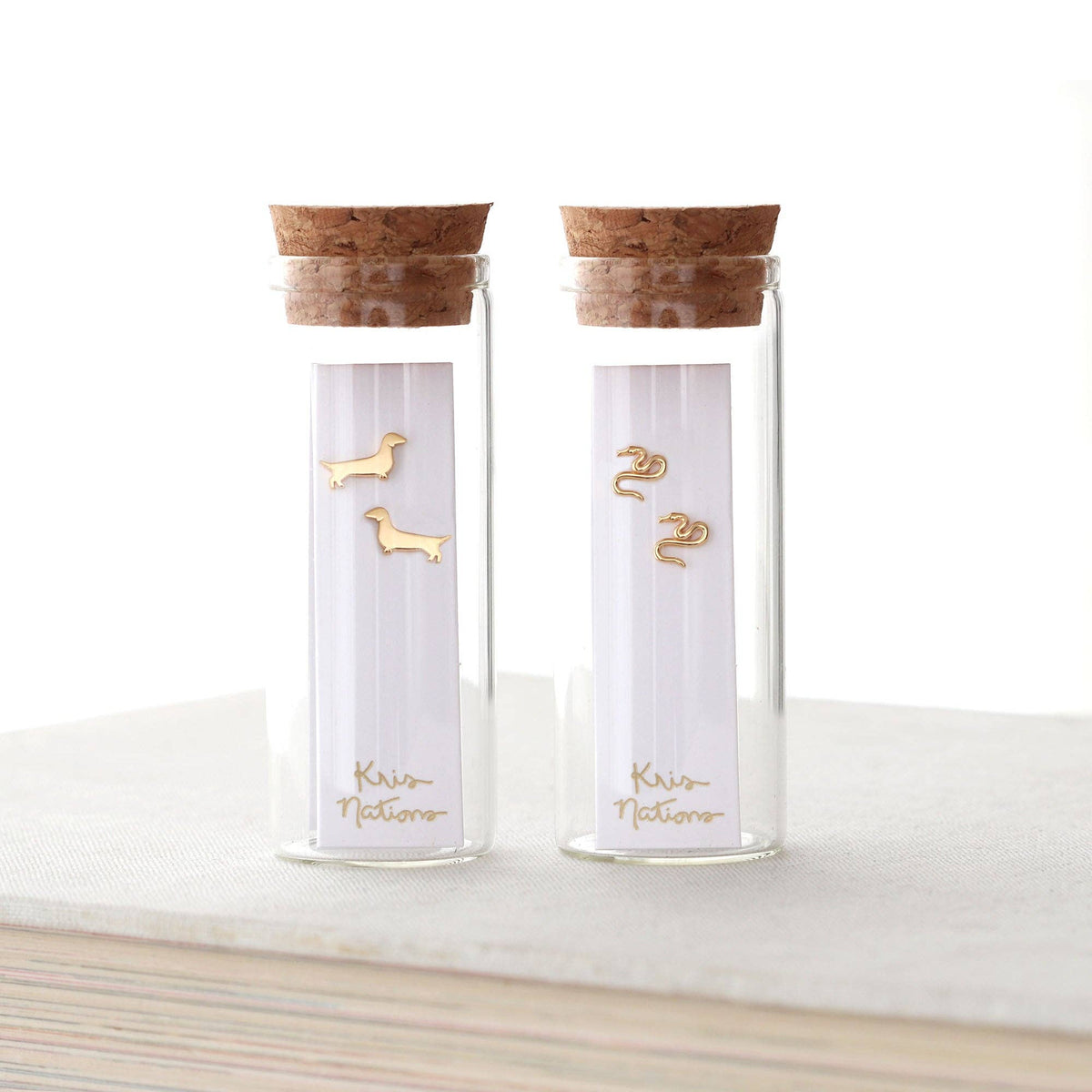 Kris Nations- Tiny Snake Stud Earrings 18K Gold Vermeil | Sterling Silver Nickel Free Hypoallergenic Ships from CA