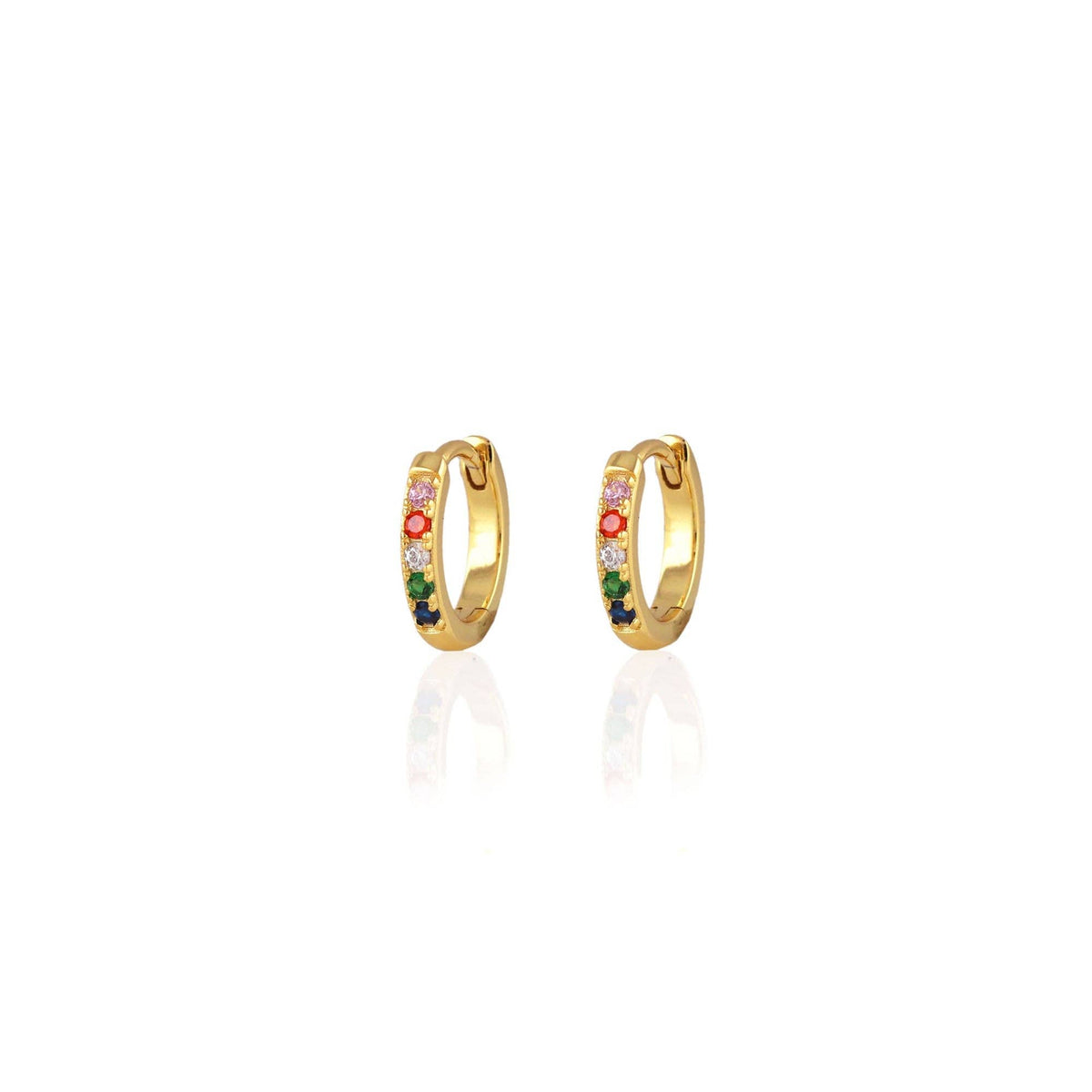 Rainbow Crystal 12mm Huggie Hoop Earrings