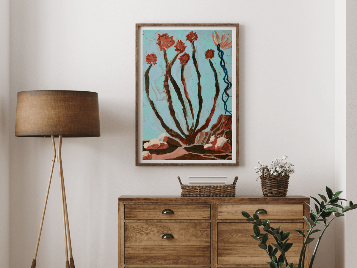 El Baker Art- Ocotillo Desert Cactus Print