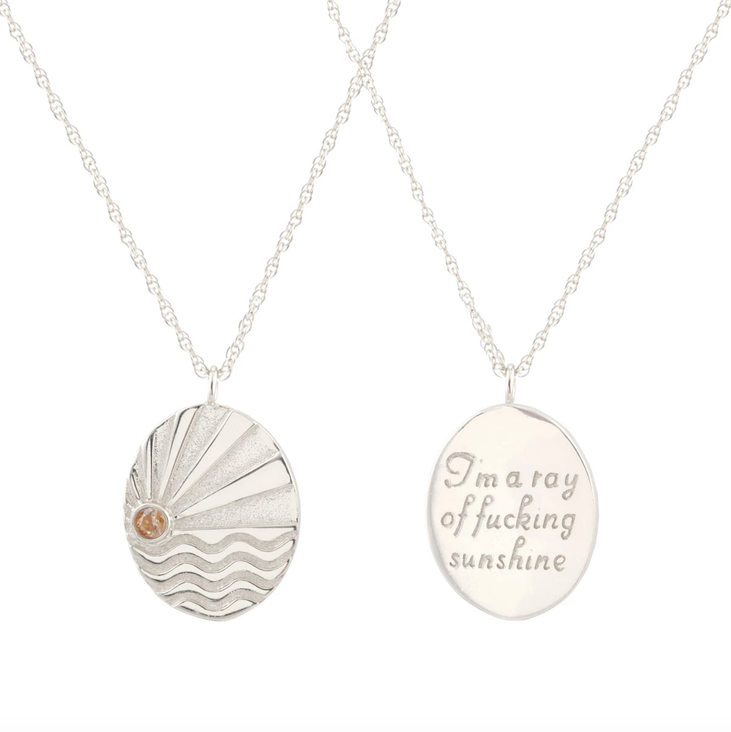 Ray of Sunshine Charm Necklace 18K Gold Vermeil | Sterling Silver Charm with Topaz Stone Gold Filled | Sterling Silver Rope Chain 22-24 Inches Nickel Free Ships from CA