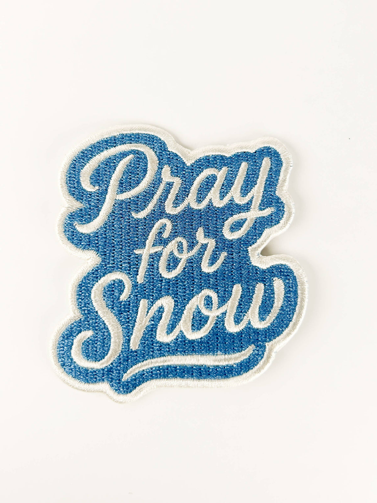 Pray for Snow Embroidered Patch Ski and Snowboard Iron Blue