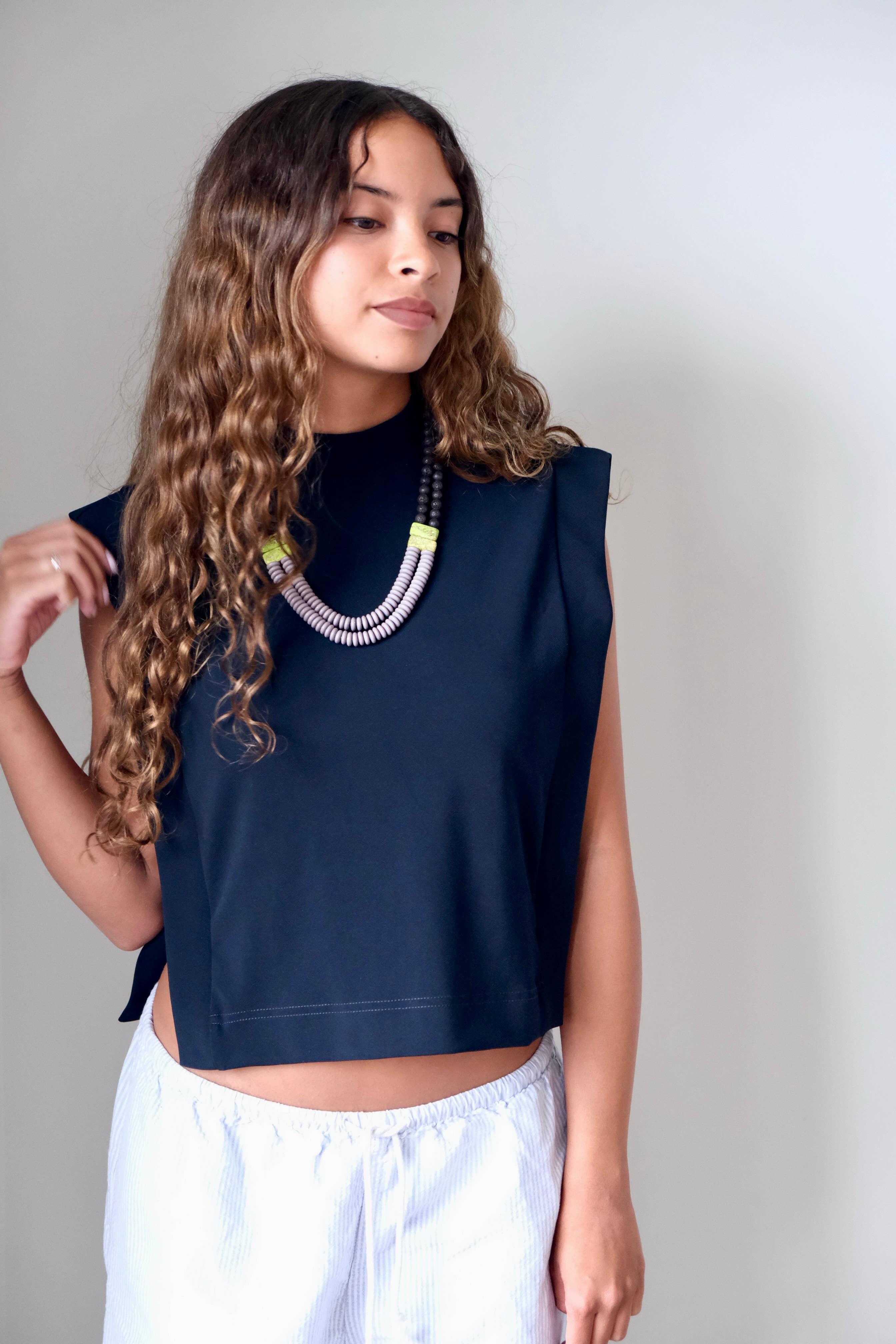 Double Strand Lavender and Black Necklace