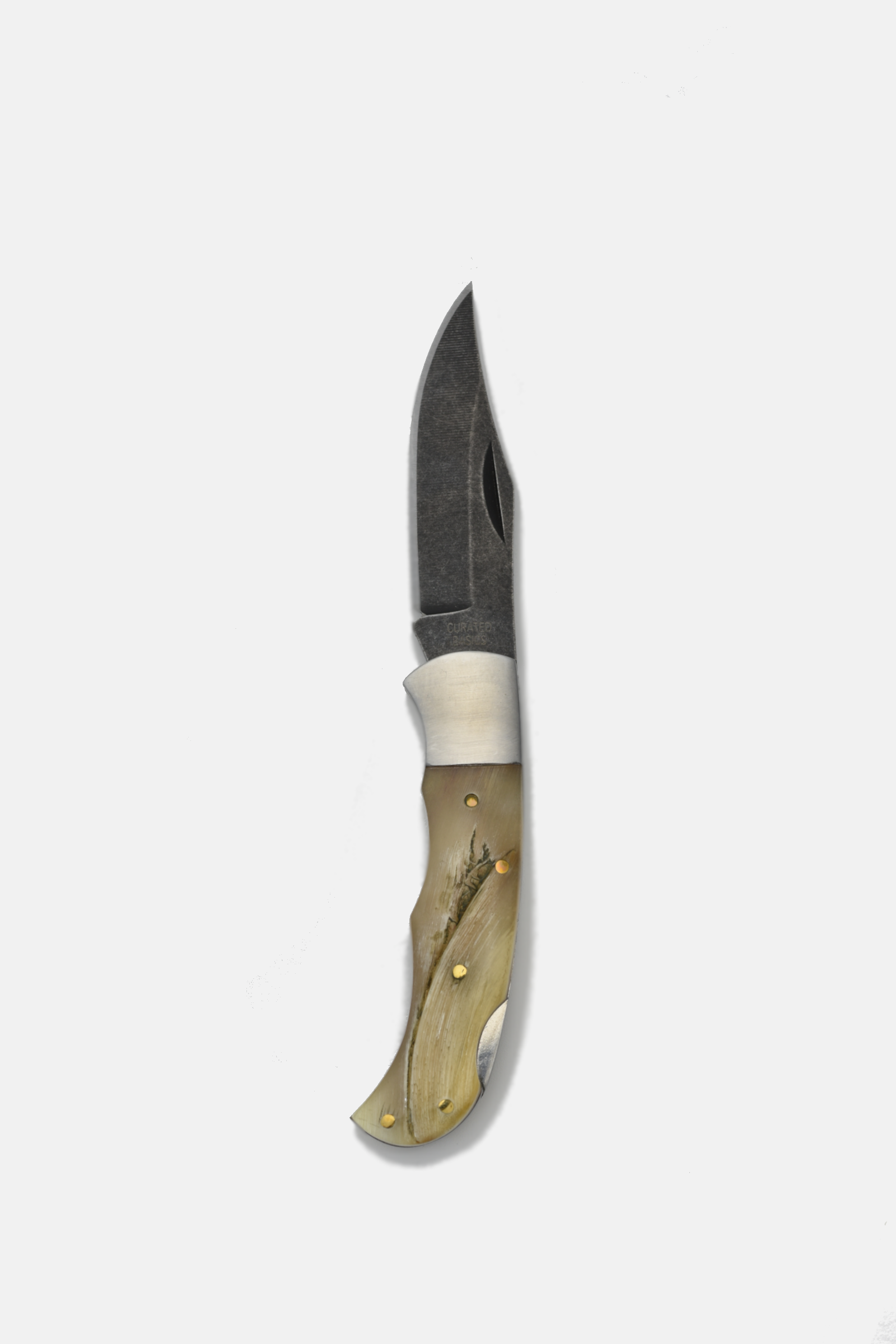 Large Rams Horn Inlay Folding Knife