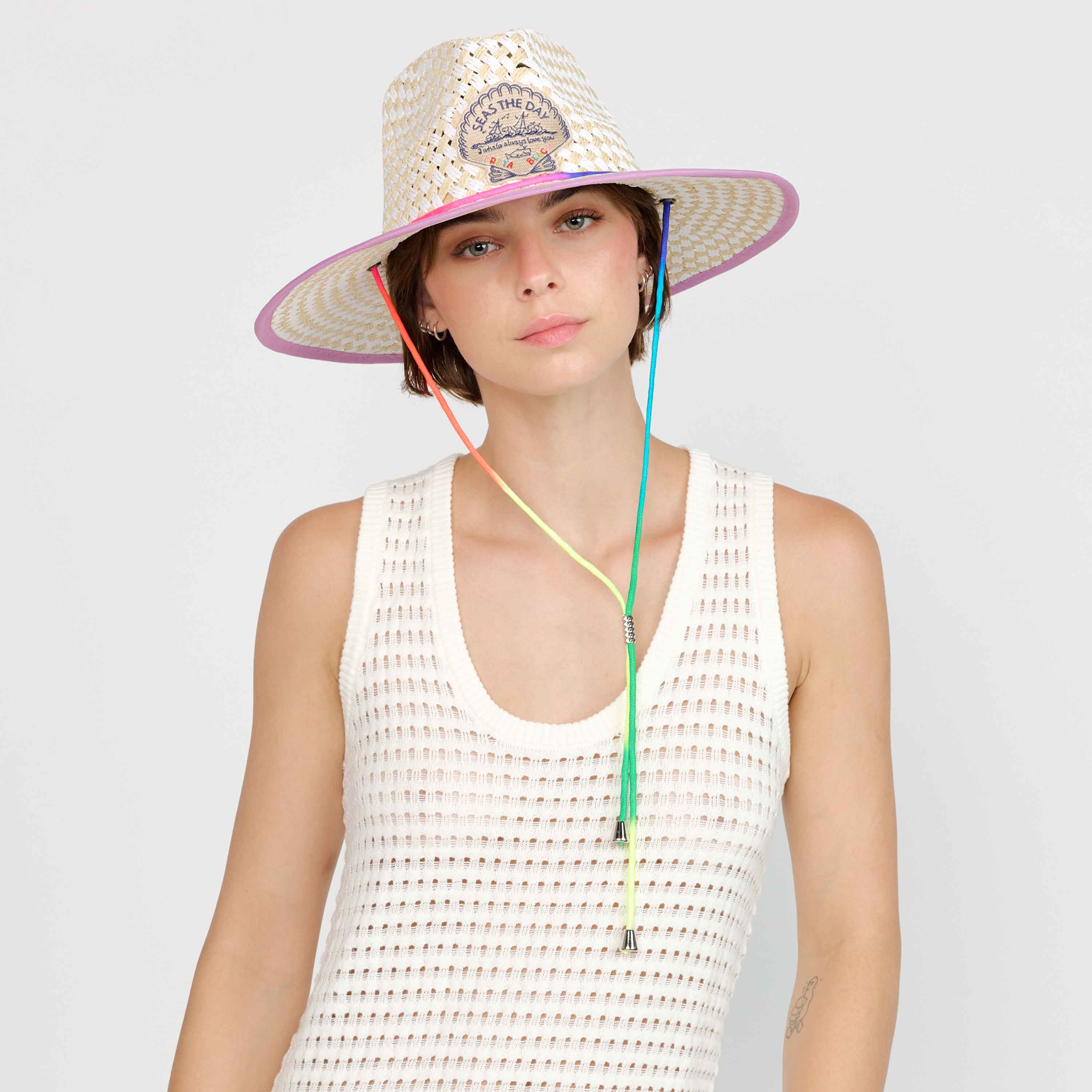 Lifeguard Hat, Seas the Day- Ivory Neon (Made To Order, Immediates available)