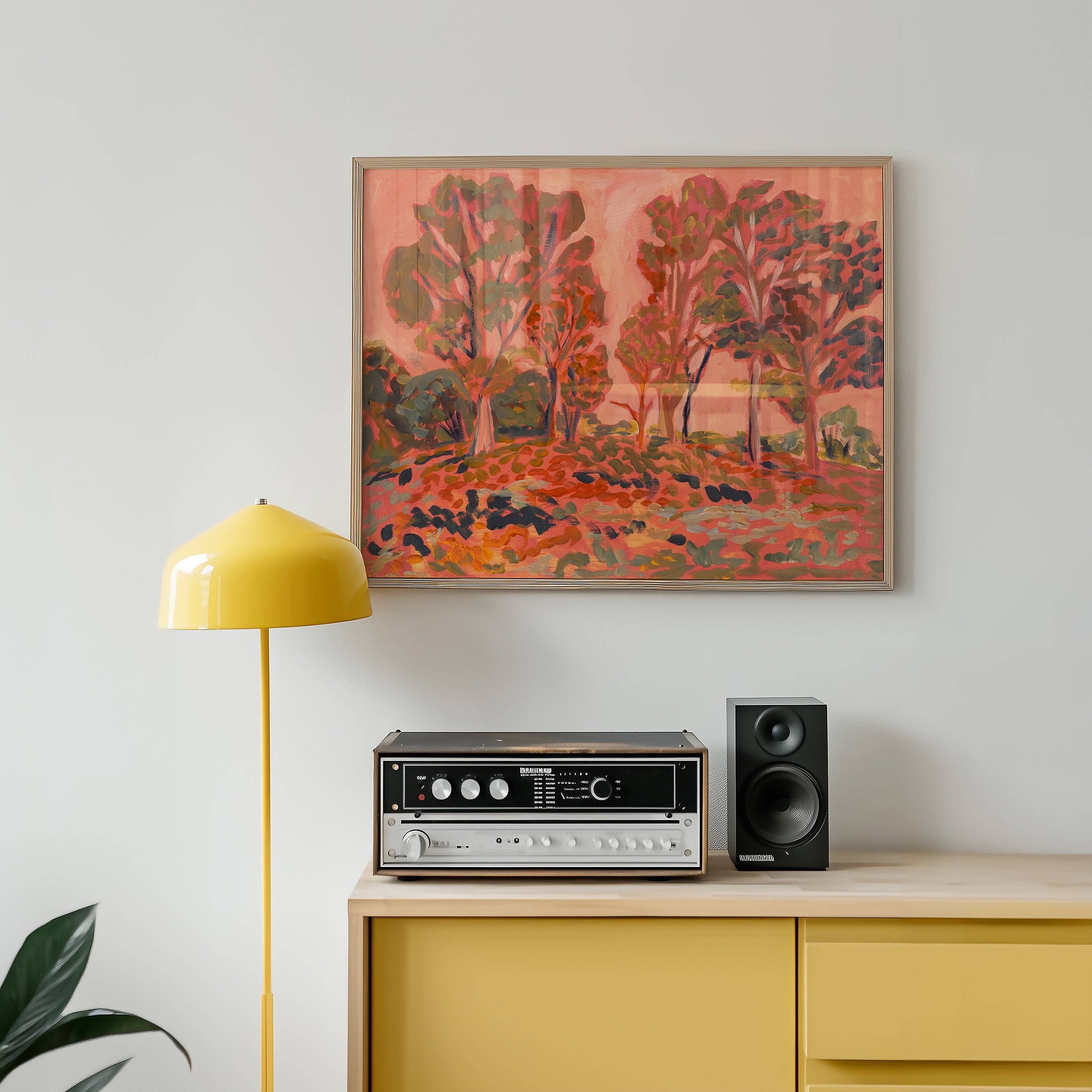 El Baker Art- Antique Pink Western Tree Landscape Print
