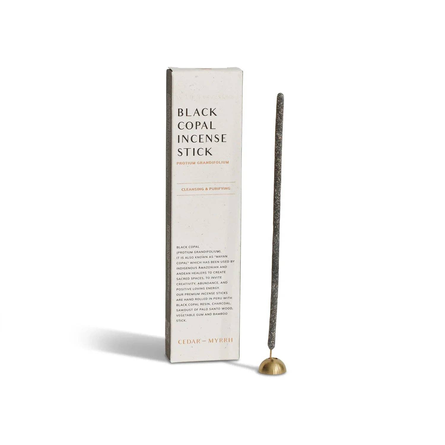 Cedar and Myrrh- Black Copal Incense Sticks – 7 Hand-Rolled Sticks from Peru