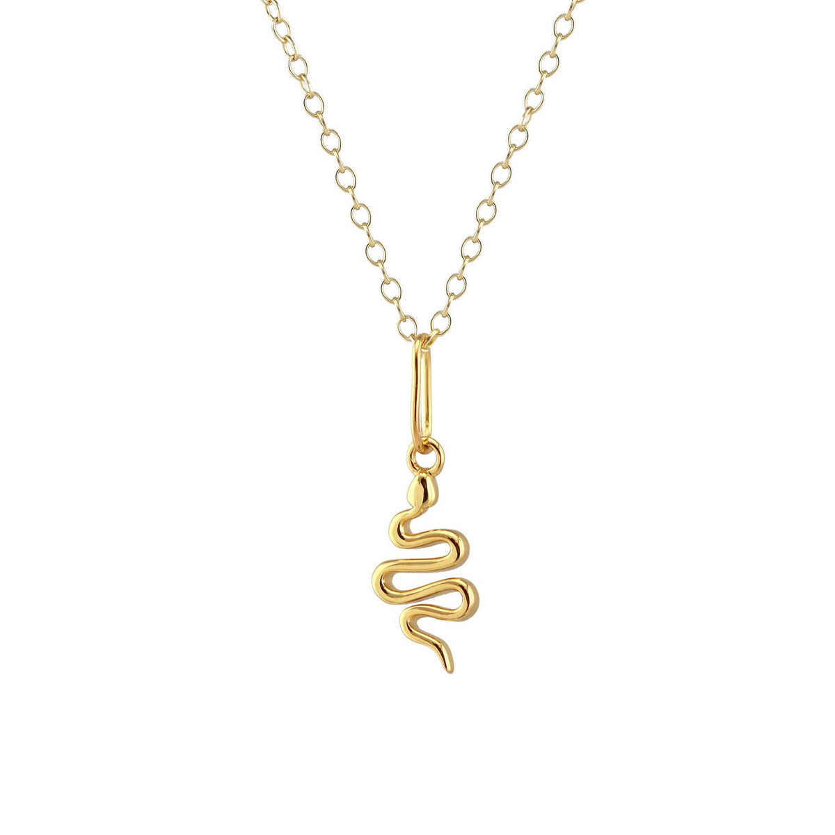 Snake Charm Necklace 18K Gold Vermeil | Sterling Silver Charm Gold Filled | Sterling Silver Chain 16-18 Inches Nickel Free Ships from CA