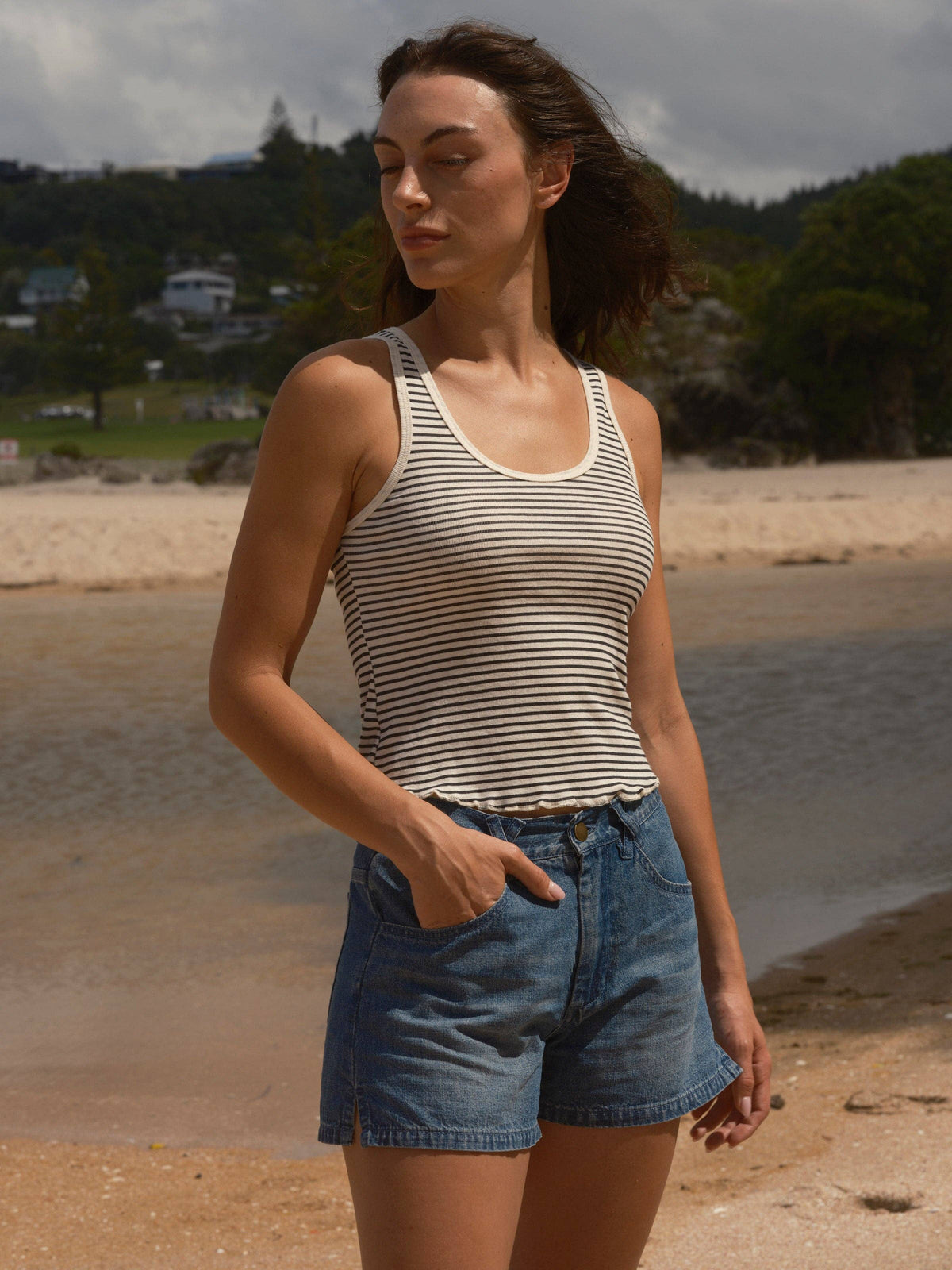 Mollusk- Hemp Tank in Natural/ Black Stripe