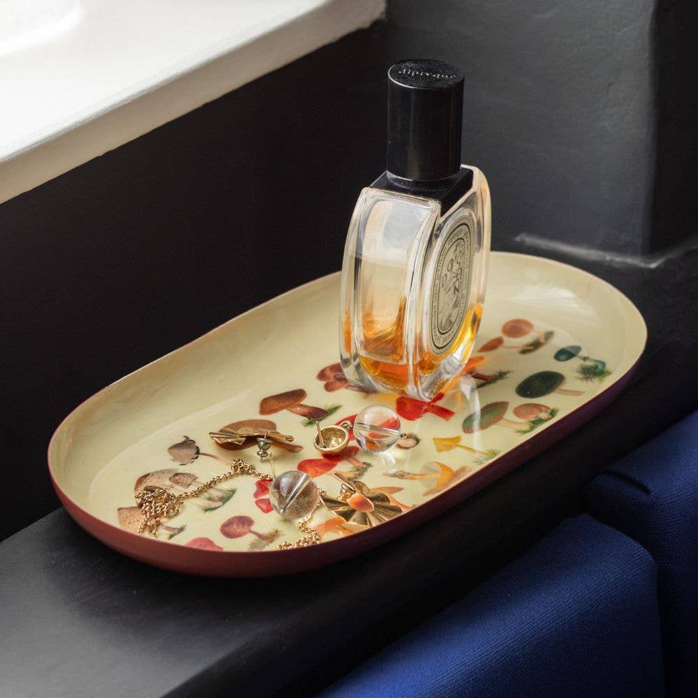 Oval Enamel Tray - Fungi