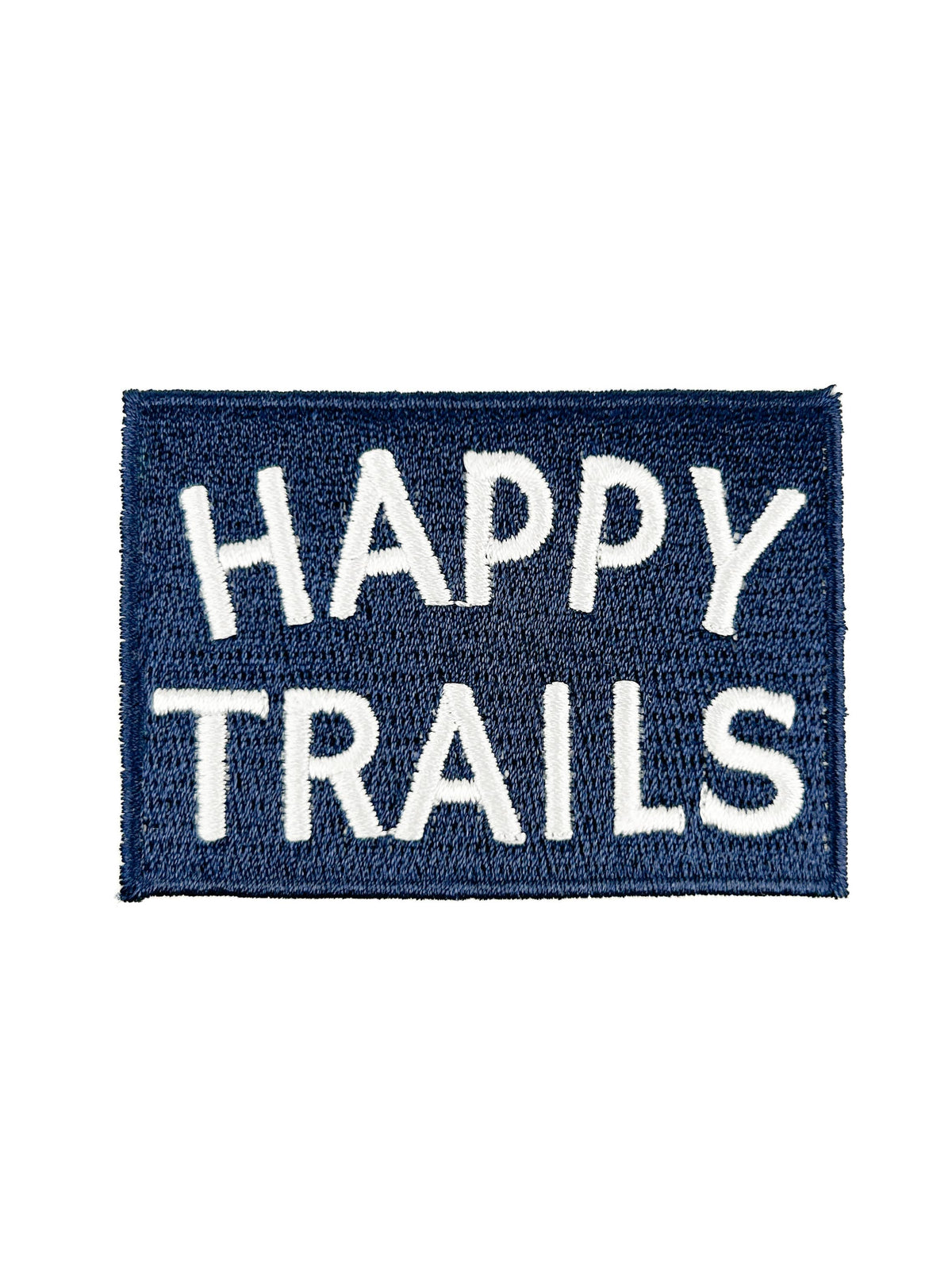 Happy Trails Embroidered Iron-On Patch in Navy & White