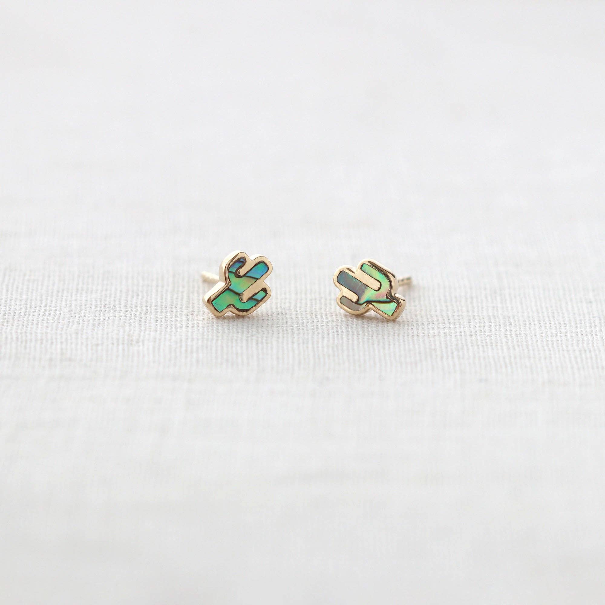 Kris Nations- Abalone Cactus Stud Earrings