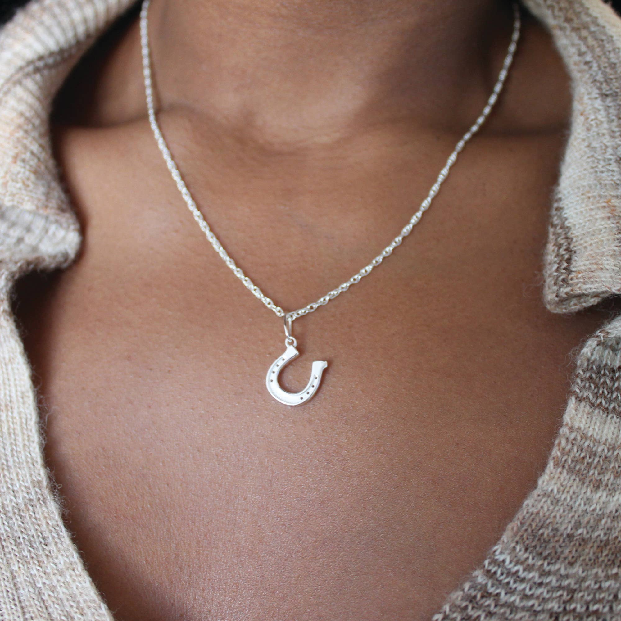 Horseshoe Charm Necklace 18K Gold Vermeil | Sterling Silver Charm Gold Filled | Sterling Silver Chain 16-18 Inches Nickel Free Ships from CA