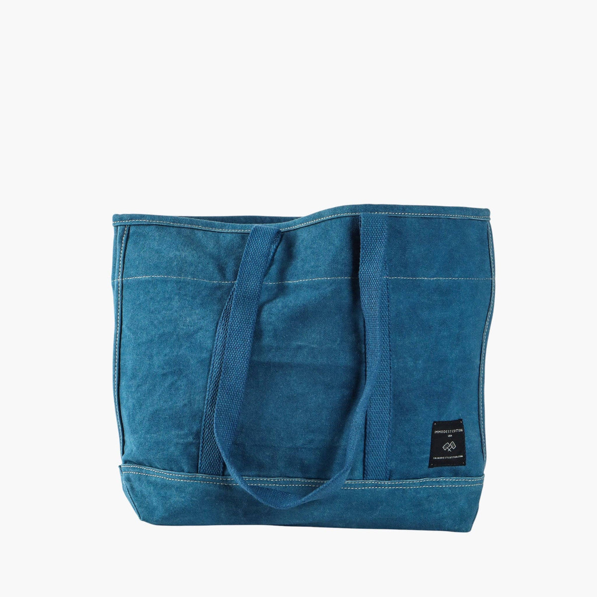 IMMODEST COTTON- Small East West Tote | Indigo