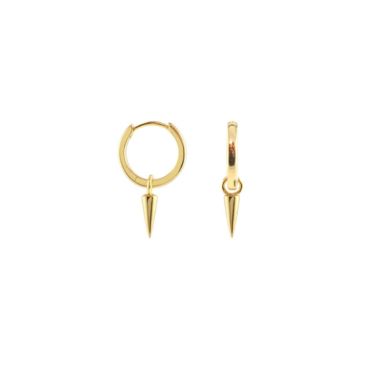 Spike Huggie Hoop Earrings 18K Gold Vermeil | Sterling Silver 12mm Hoop Hinge Closure Nickel Free Hypoallergenic Ships from CA