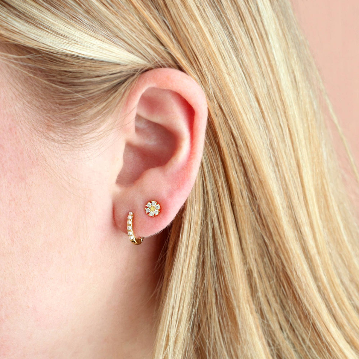 Pearl 12mm Huggie Hoop Earrings 18K Gold Vermeil | Sterling Silver 12mm Hoop Hinge Closure Nickel Free Hypoallergenic Ships from CA