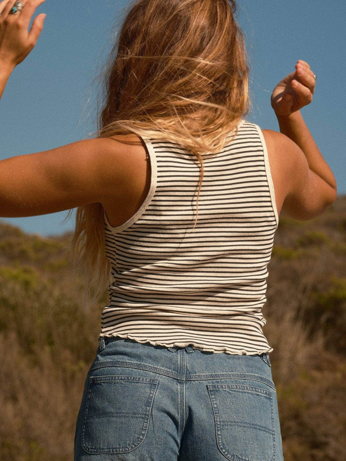 Mollusk- Hemp Tank in Natural/ Black Stripe