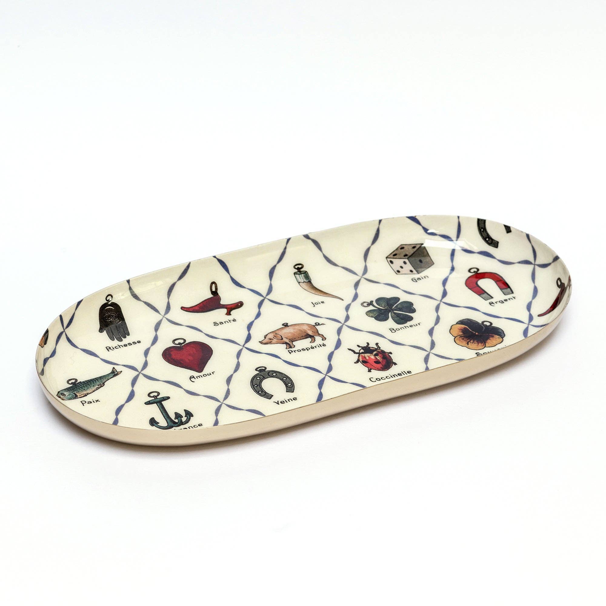 Oval Enamel Tray - Charms