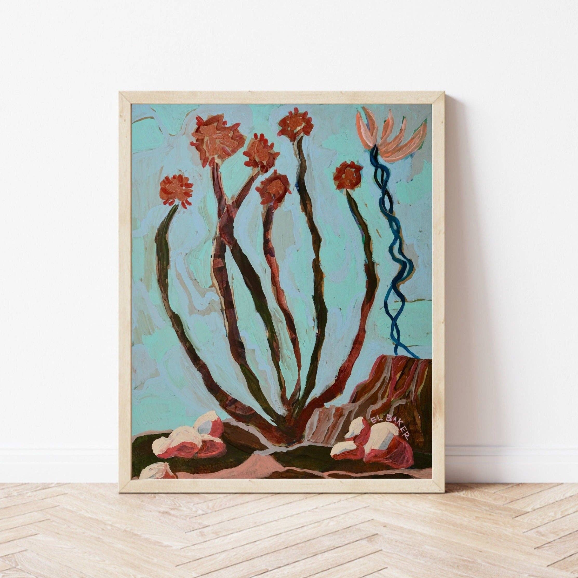 El Baker Art- Ocotillo Desert Cactus Print