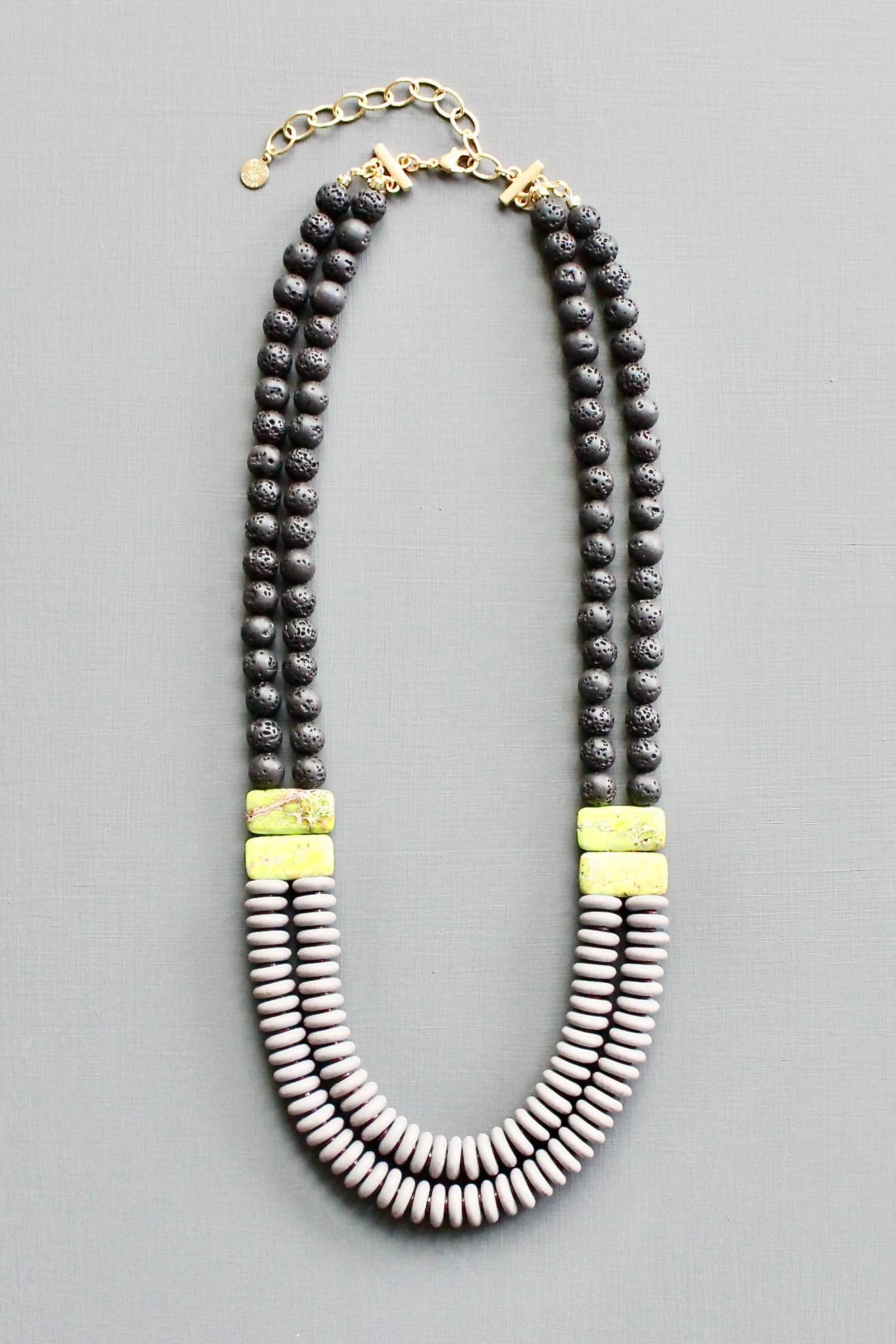 Double Strand Lavender and Black Necklace