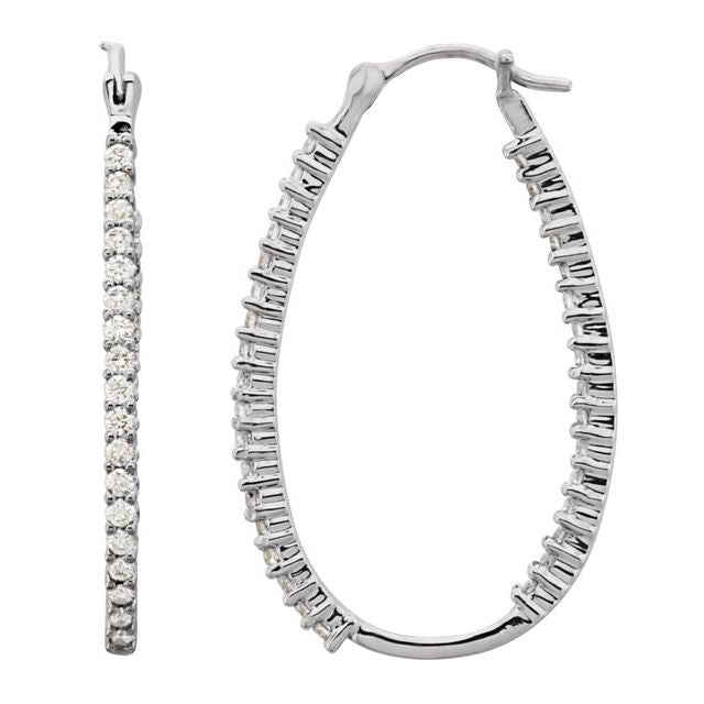 Diamond Oval Inside-Outside Hoop Earrings