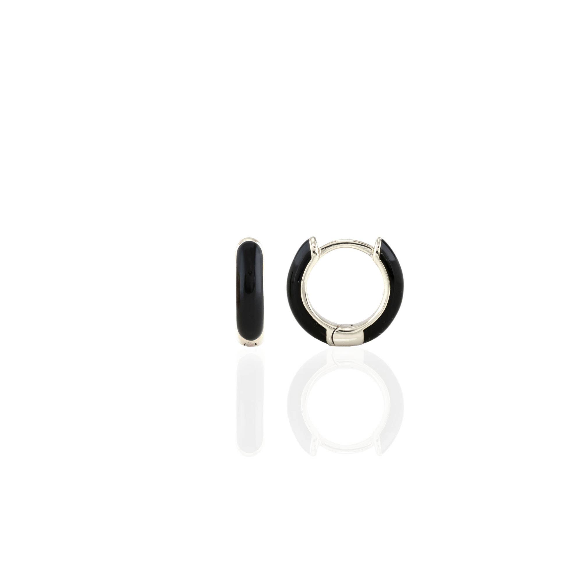Enamel Huggie Hoop Earrings 18K Gold Vermeil | Sterling Silver 12mm Hoops Multiple Colors Hinge Closure Nickel Free Hypoallergenic Ships from CA