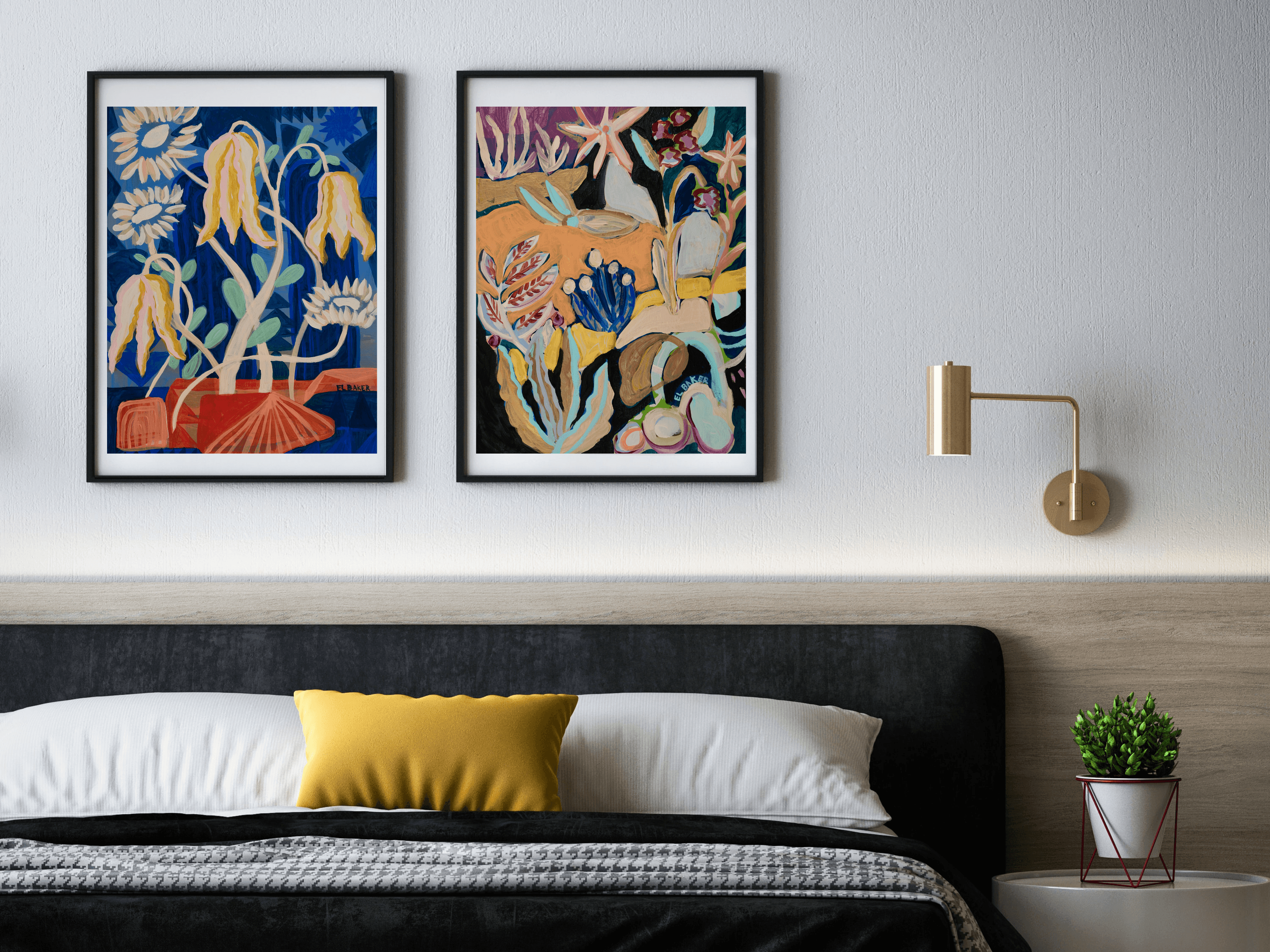 El Baker Art- Colorful Desert Cactus Print