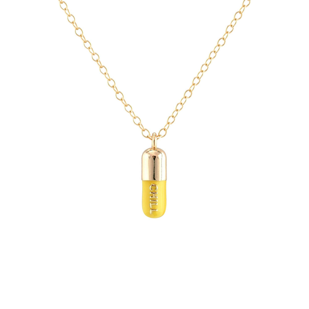 Chill Pill Enamel Necklace 18K Gold Vermeil | Sterling Silver Charm | Gold Filled | Sterling Silver Chain Multiple Colors 16-18 Inches Nickel Free Ships from CA