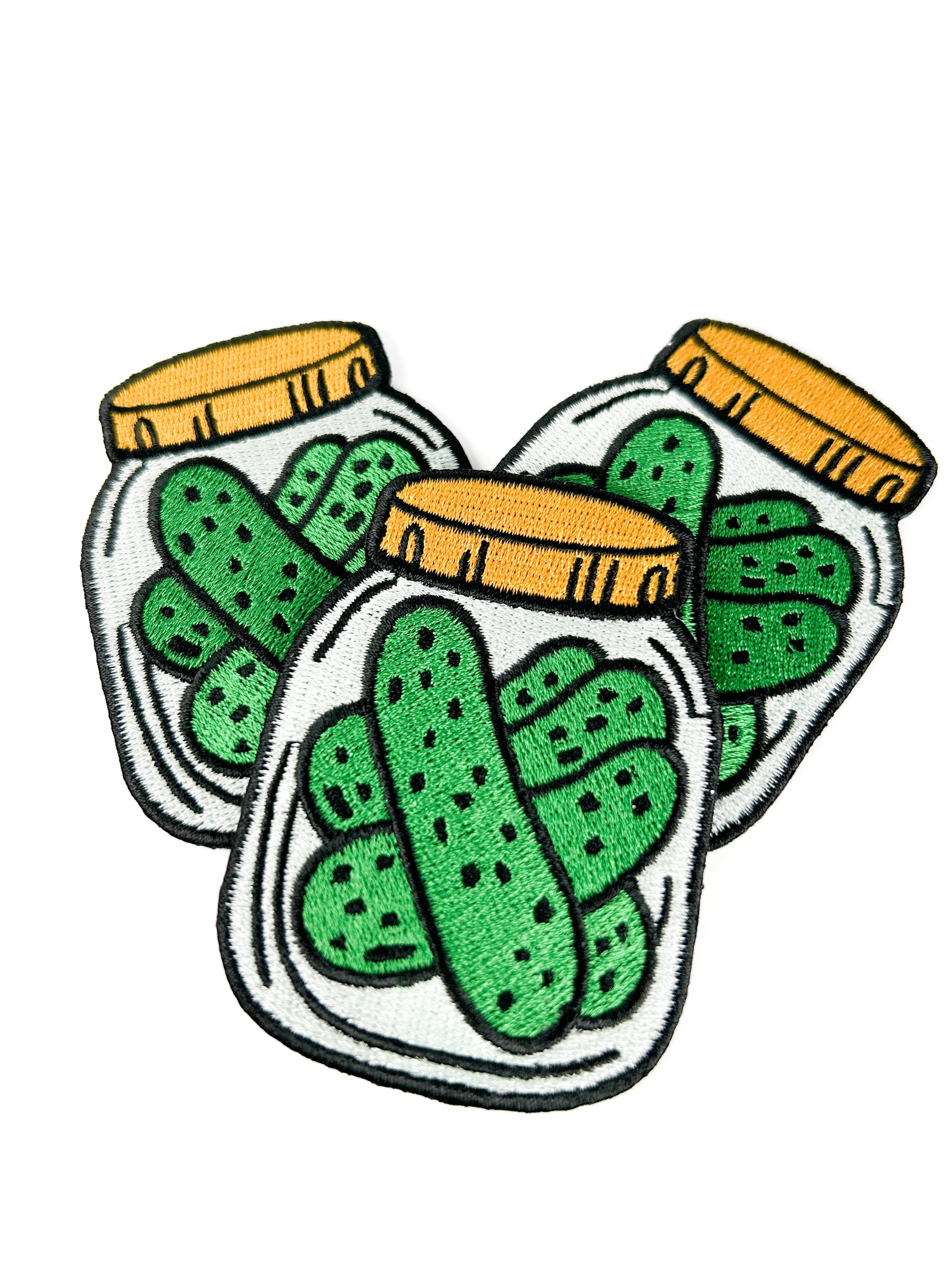 Pickle Jar Patch Funny Food Embroidered Iron On Hat Totes