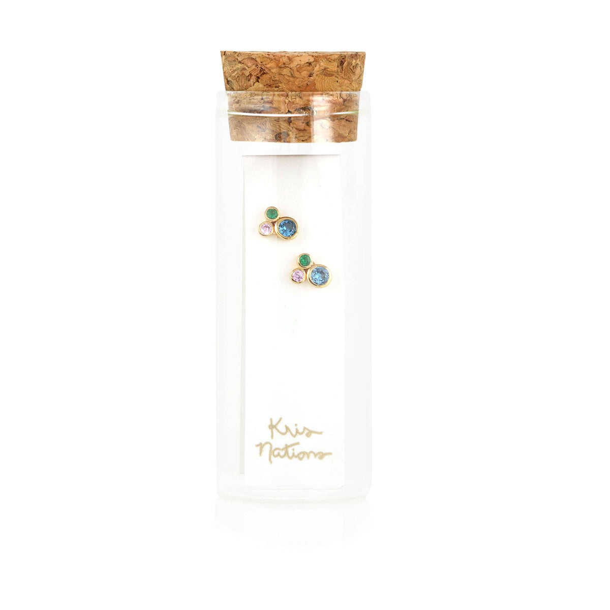 Kris Nations- Modernist Bezel Crystal Stud Earrings