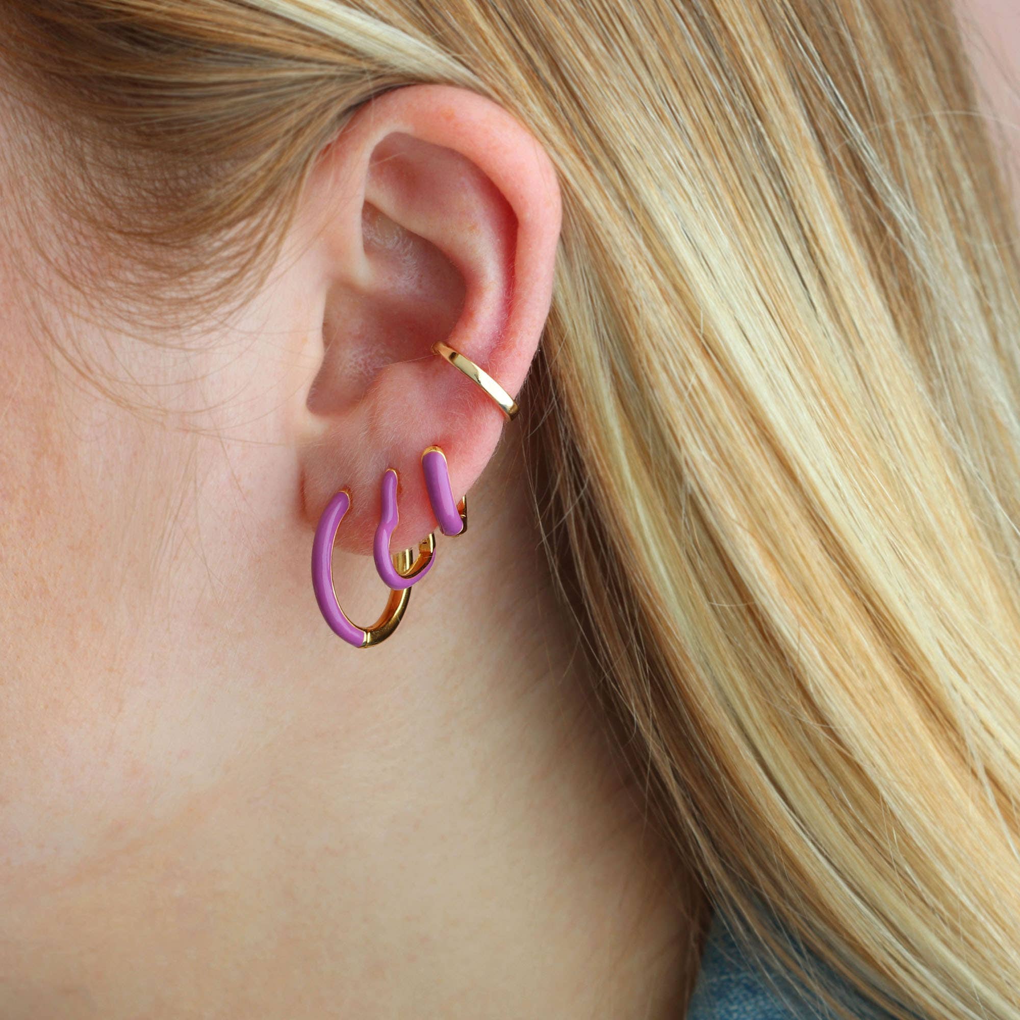 Enamel Huggie Hoop Earrings 18K Gold Vermeil | Sterling Silver 12mm Hoops Multiple Colors Hinge Closure Nickel Free Hypoallergenic Ships from CA