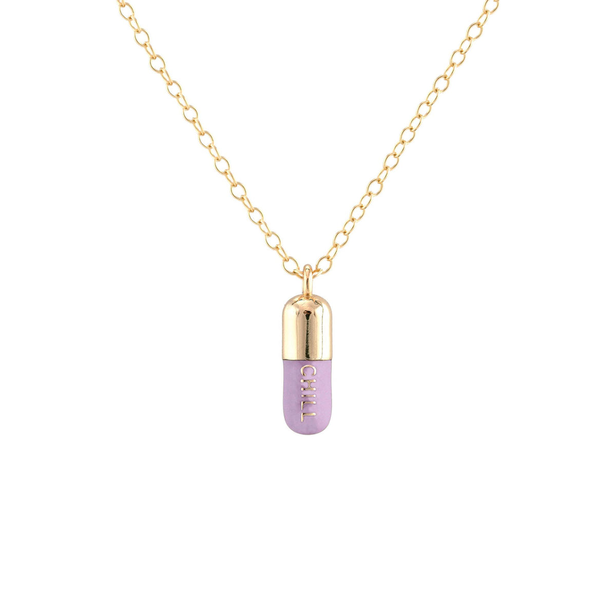 Chill Pill Enamel Necklace 18K Gold Vermeil | Sterling Silver Charm | Gold Filled | Sterling Silver Chain Multiple Colors 16-18 Inches Nickel Free Ships from CA