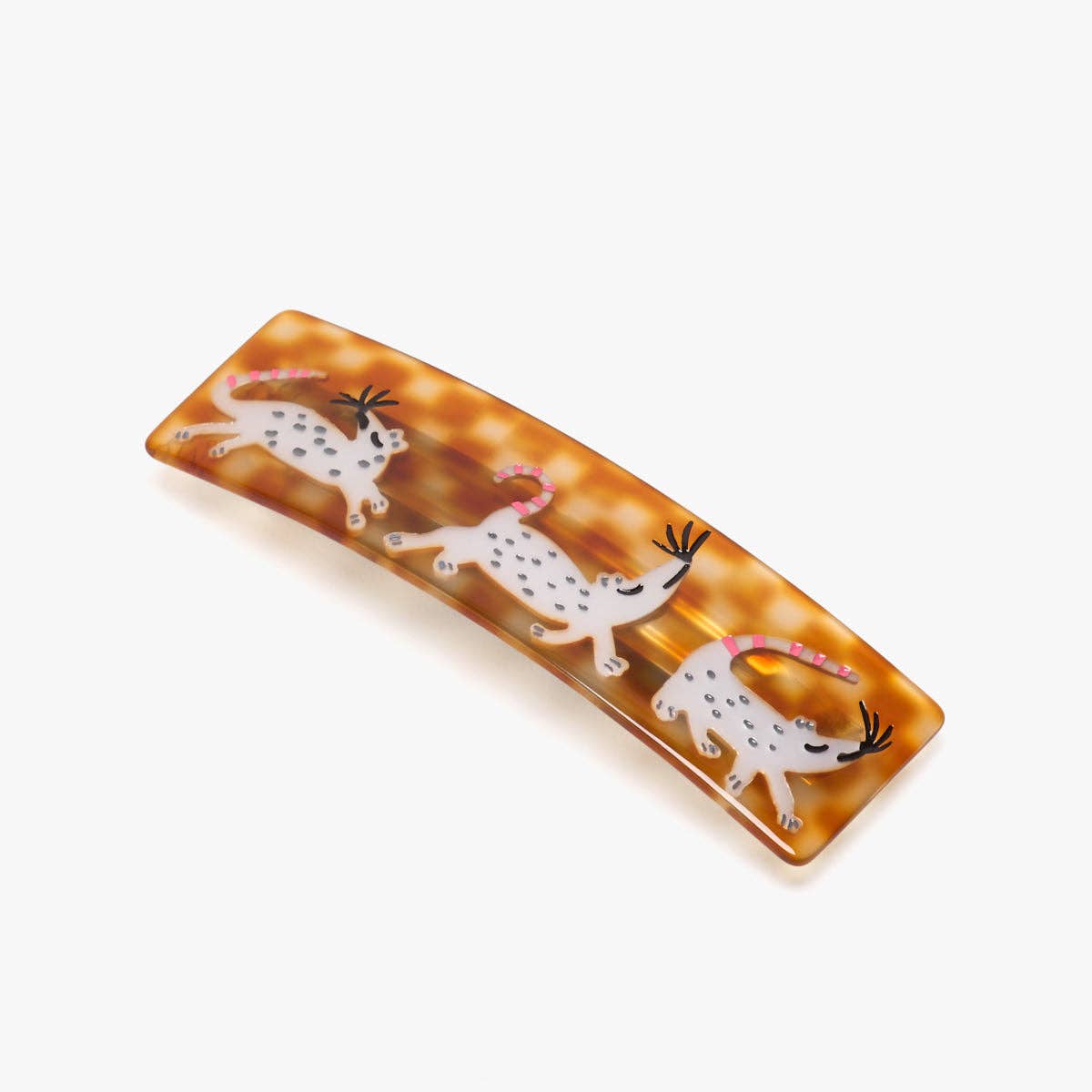 Three Nice Mice French Barrette Tortoise Acetate Hair Clip