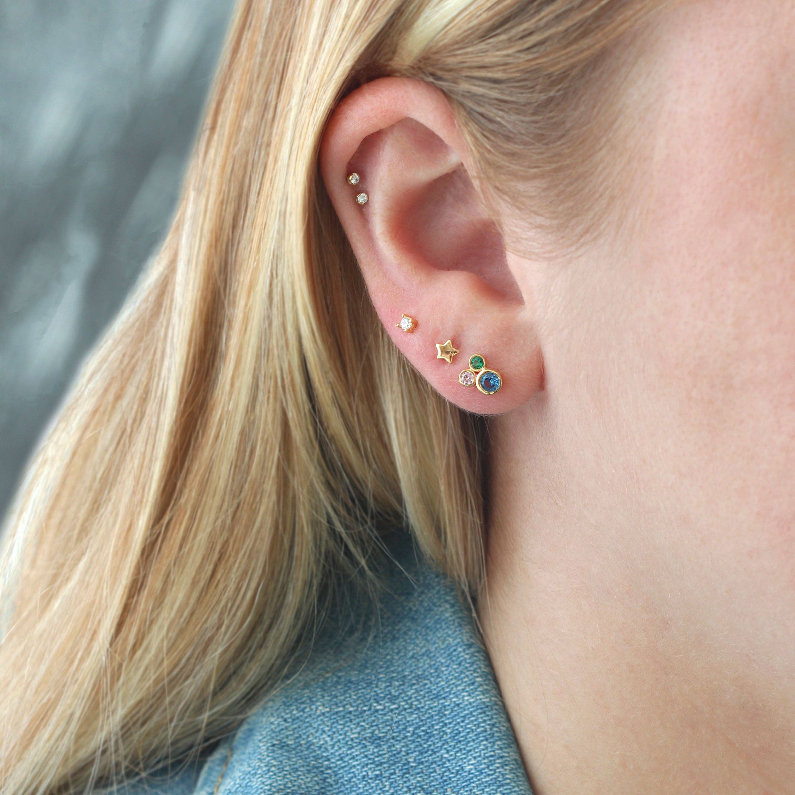 Kris Nations- Modernist Bezel Crystal Stud Earrings