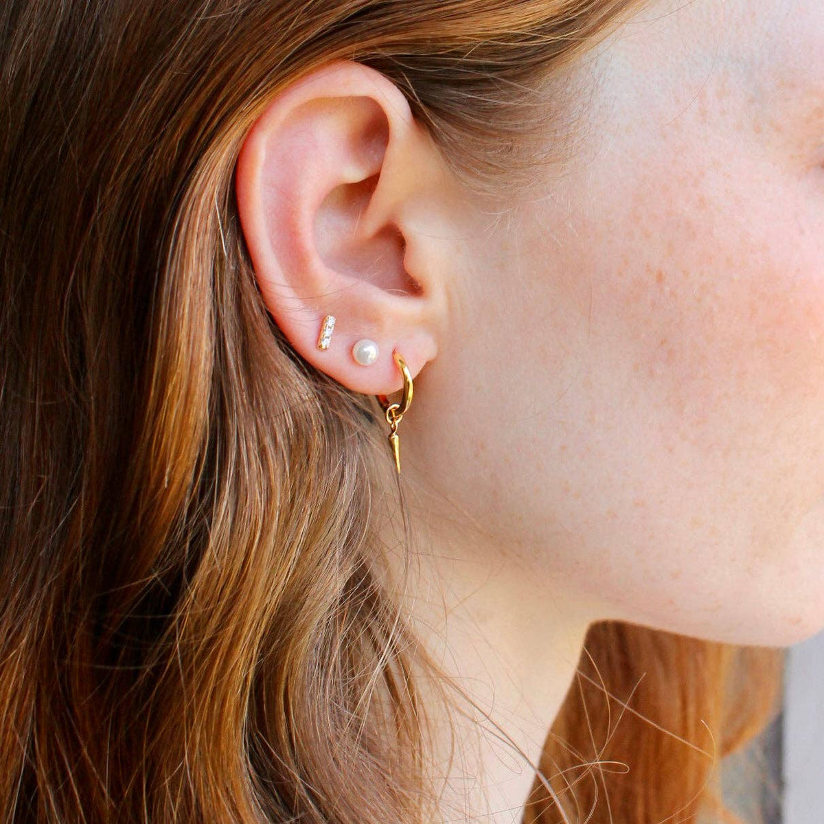 Spike Huggie Hoop Earrings 18K Gold Vermeil | Sterling Silver 12mm Hoop Hinge Closure Nickel Free Hypoallergenic Ships from CA