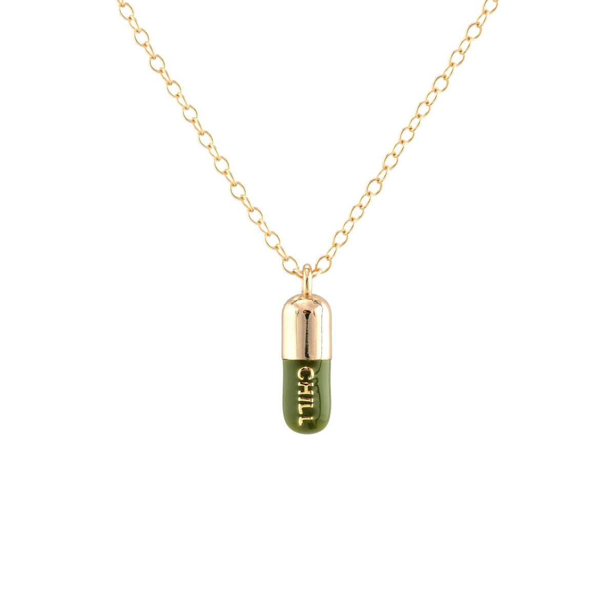 Chill Pill Enamel Necklace 18K Gold Vermeil | Sterling Silver Charm | Gold Filled | Sterling Silver Chain Multiple Colors 16-18 Inches Nickel Free Ships from CA