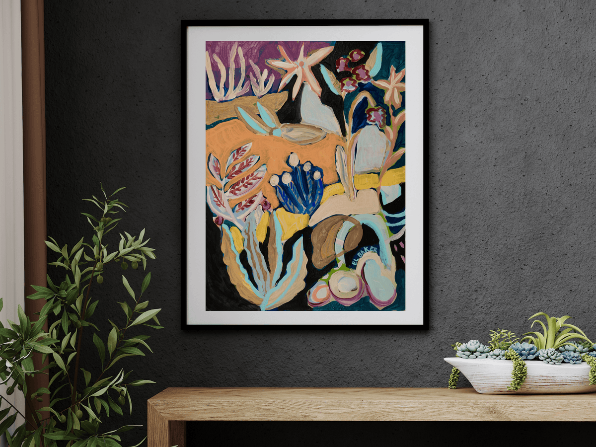 El Baker Art- Colorful Desert Cactus Print