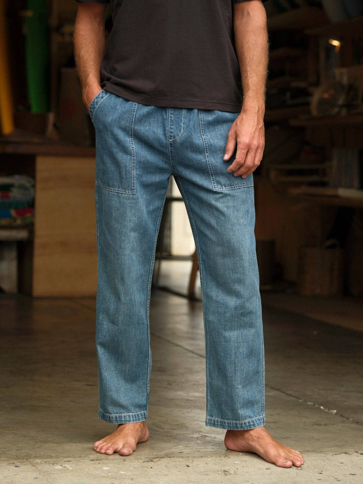 Mollusk- Drawstring Salvador Pants in Vintage Indigo