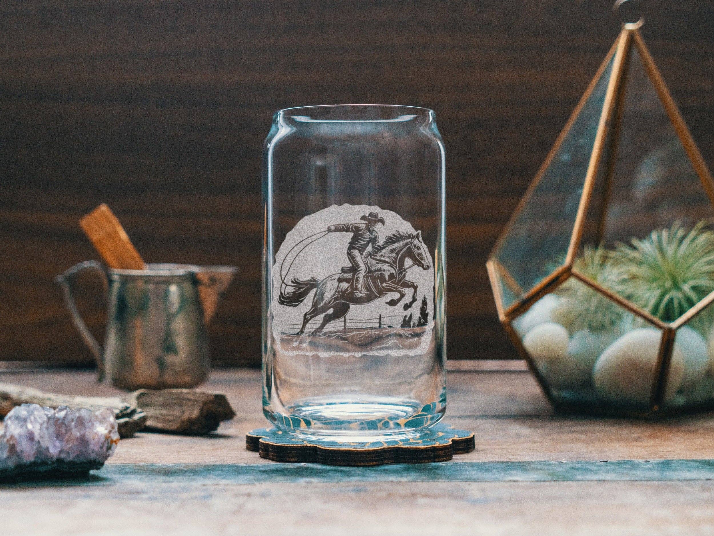 Rodeo Cowboy Scene Glasses