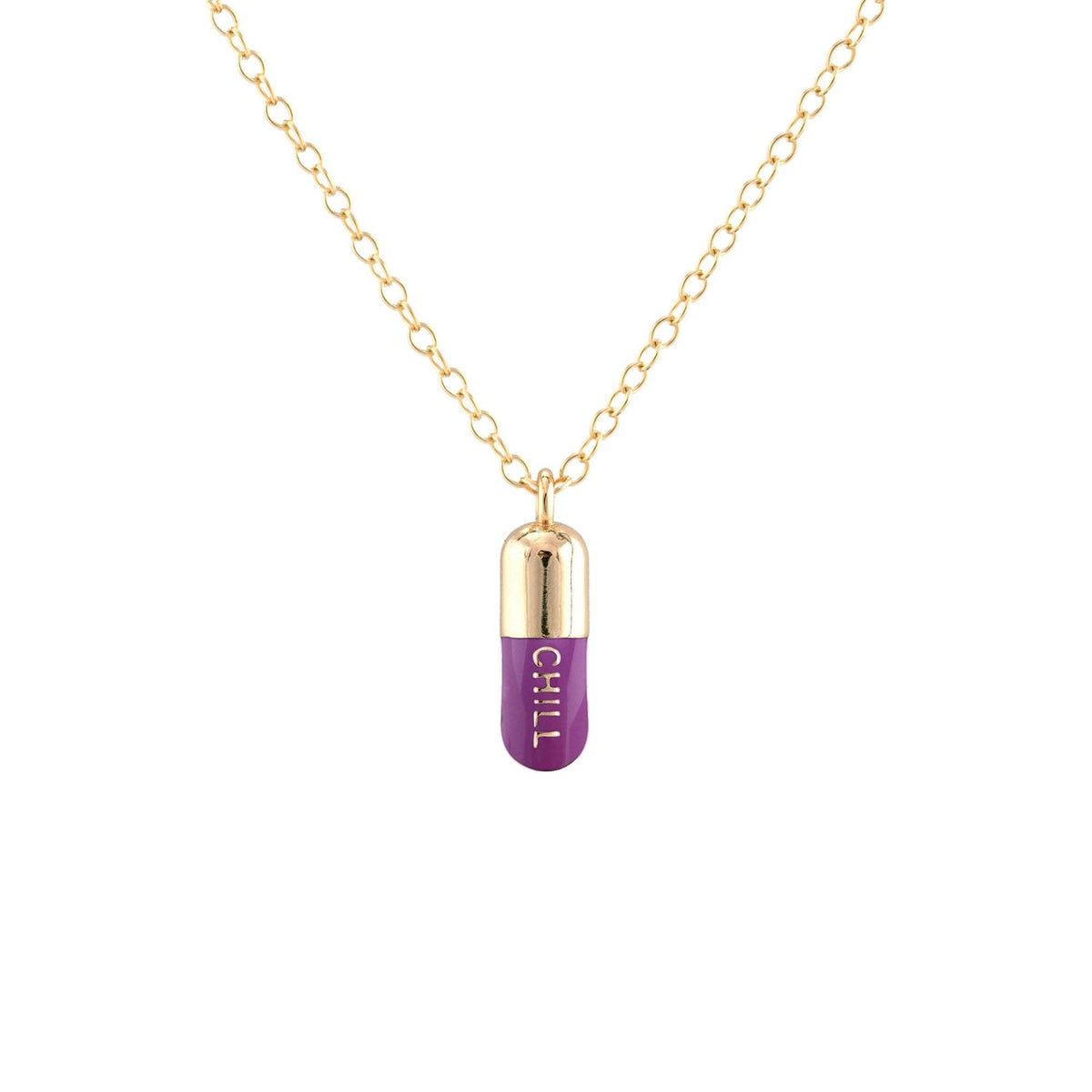 Chill Pill Enamel Necklace 18K Gold Vermeil | Sterling Silver Charm | Gold Filled | Sterling Silver Chain Multiple Colors 16-18 Inches Nickel Free Ships from CA