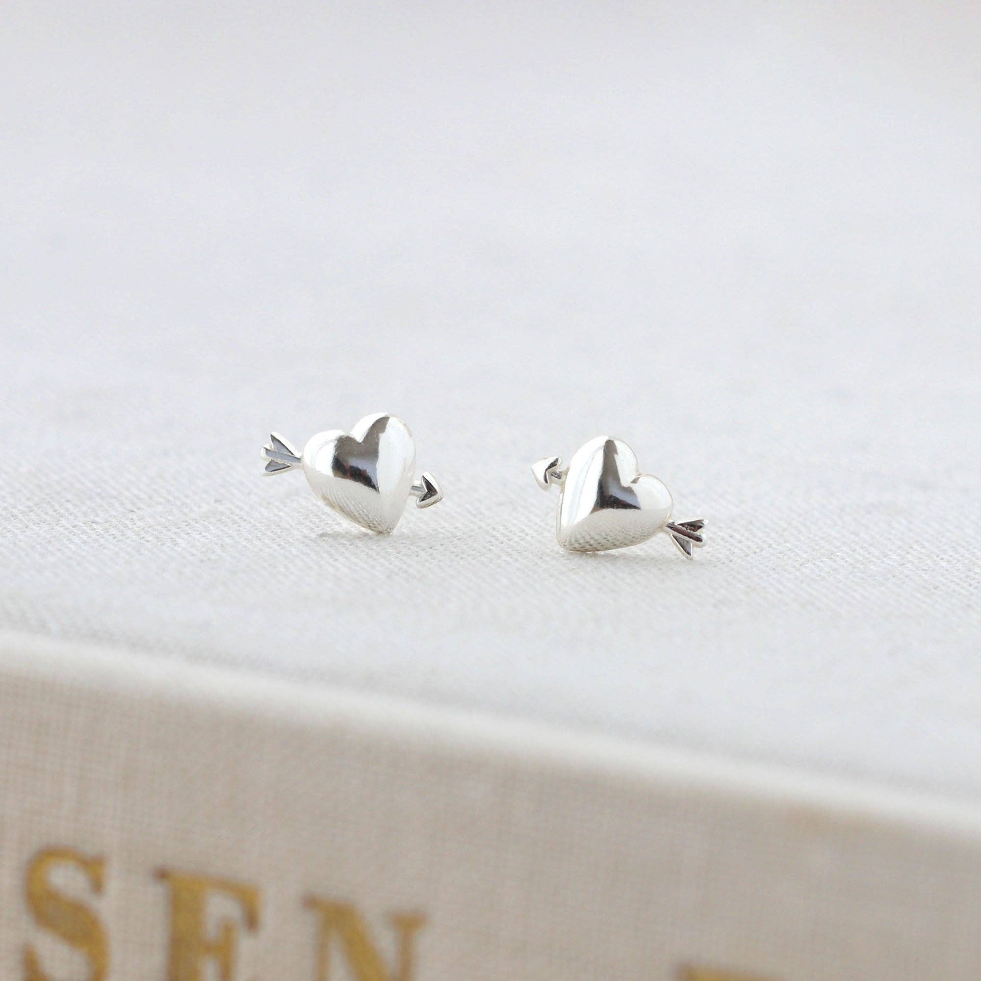 Heart with Arrow Stud Earrings