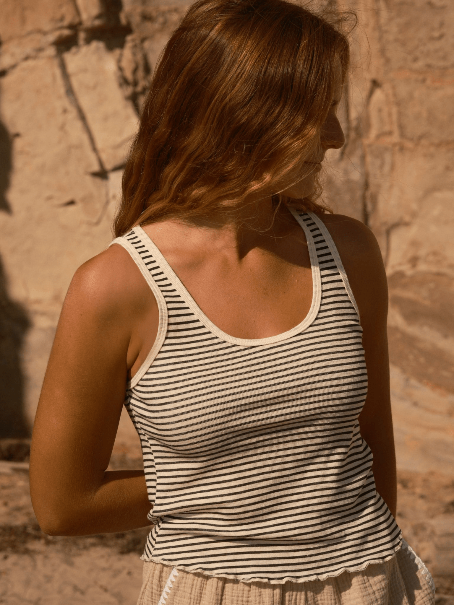 Mollusk- Hemp Tank in Natural/ Black Stripe